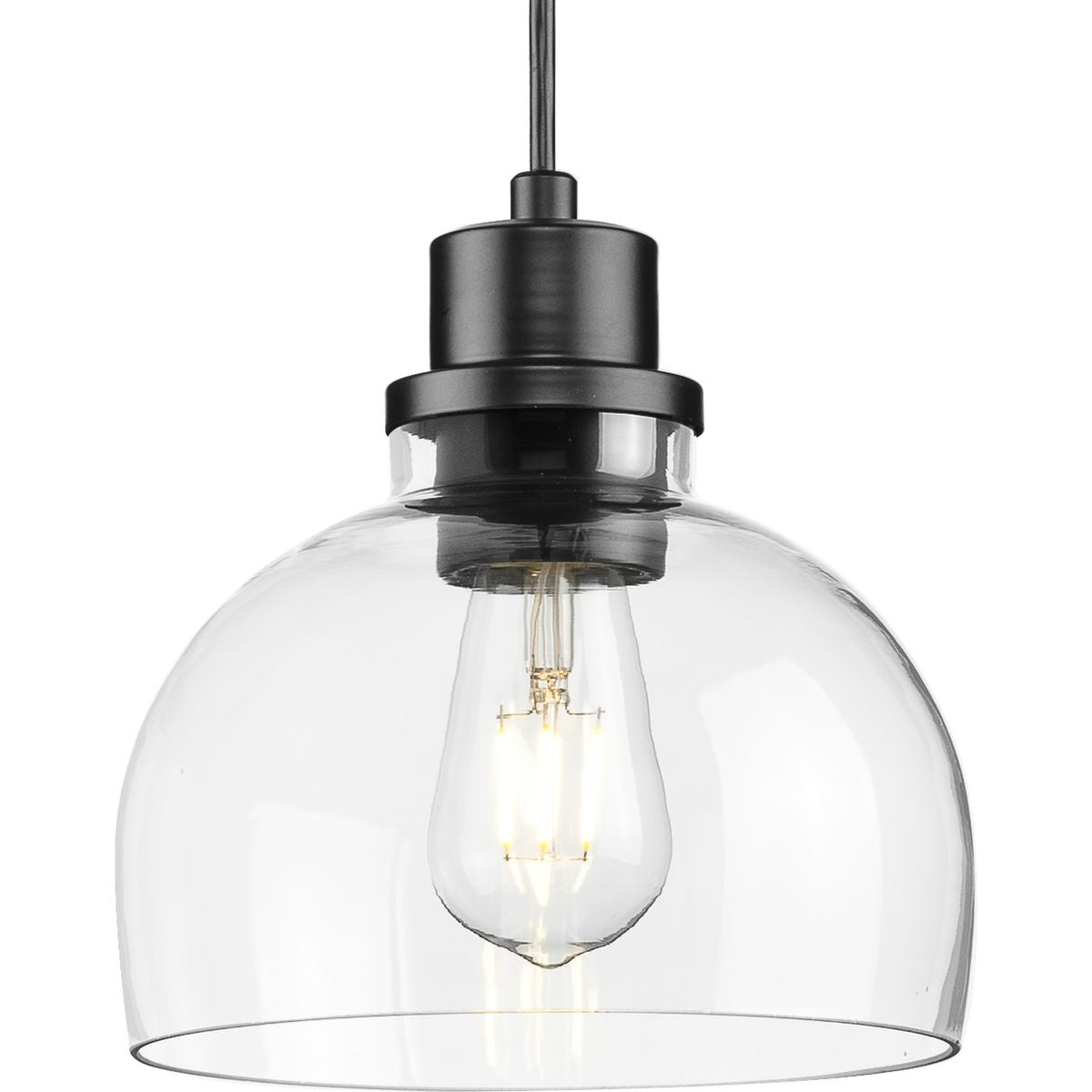 Garris Collection Clear Glass Mini Pendant Light Fixture - Modern Single Bulb Hanging Light for Kitchen Island, Dining Room, or Entryway Lighting
