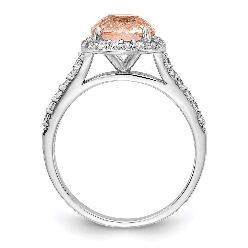 925 Sterling Silver Cubic Zirconia & Simulated Morganite Ring for Women - Elegant Dainty Stackable Fine Jewelry Gift for Her - Perfect for Anniversary, Engagement, Wedding & Everyday Wear
