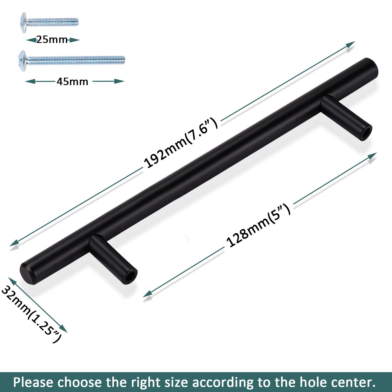 Gobekor 20 Pack 5 Inch Matte Black T-Bar Cabinet Handles - Solid Stainless Steel Drawer Pulls for Kitchen Cabinets, Dressers & Cupboards | Modern Hardware for Home & Office Furniture Upgrade