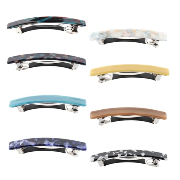 3-Piece French Hair Barrettes Set - Tortoise Shell & Geometric Acetate Hair Clips - Thin Resin Hair Barrettes for Women - Perfect for Office, Weddings & Everyday Styling