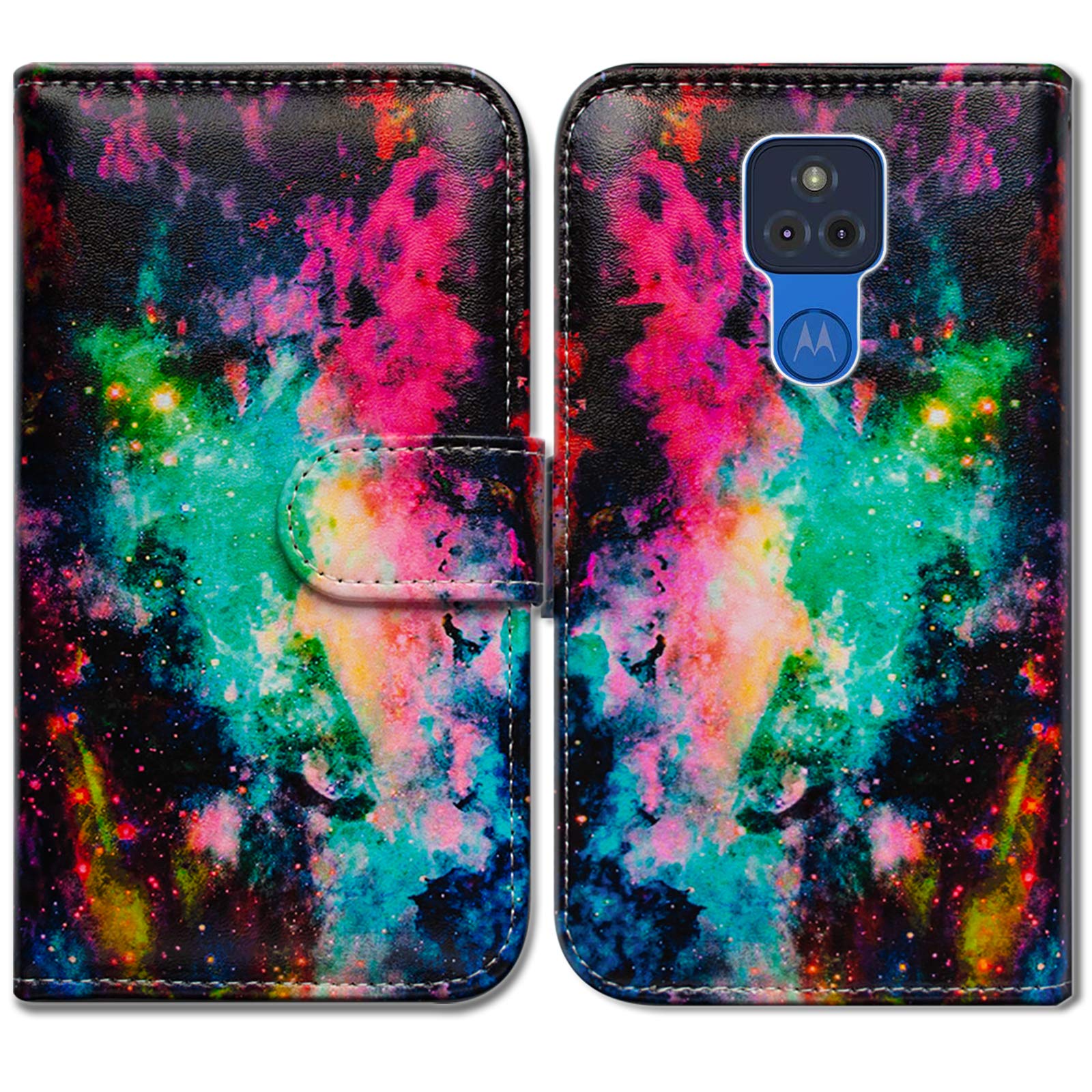 **Moto G Play 2021 Case | Premium Leather Flip Wallet Cover with Card Slots & Kickstand | Colorful Universe Sky Design | Perfect for Motorola Moto G Play 2021 (Not Compatible with 2020 Model) | Ideal for Daily Use, Travel & Hands-Free Viewing**