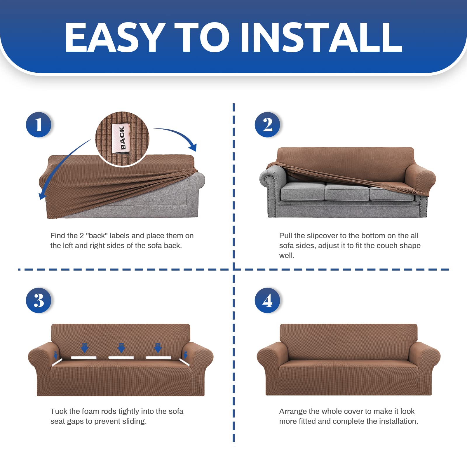 KEKUOU Stretch Sofa Cover Slipcover - 3 Cushion Couch Protector (79