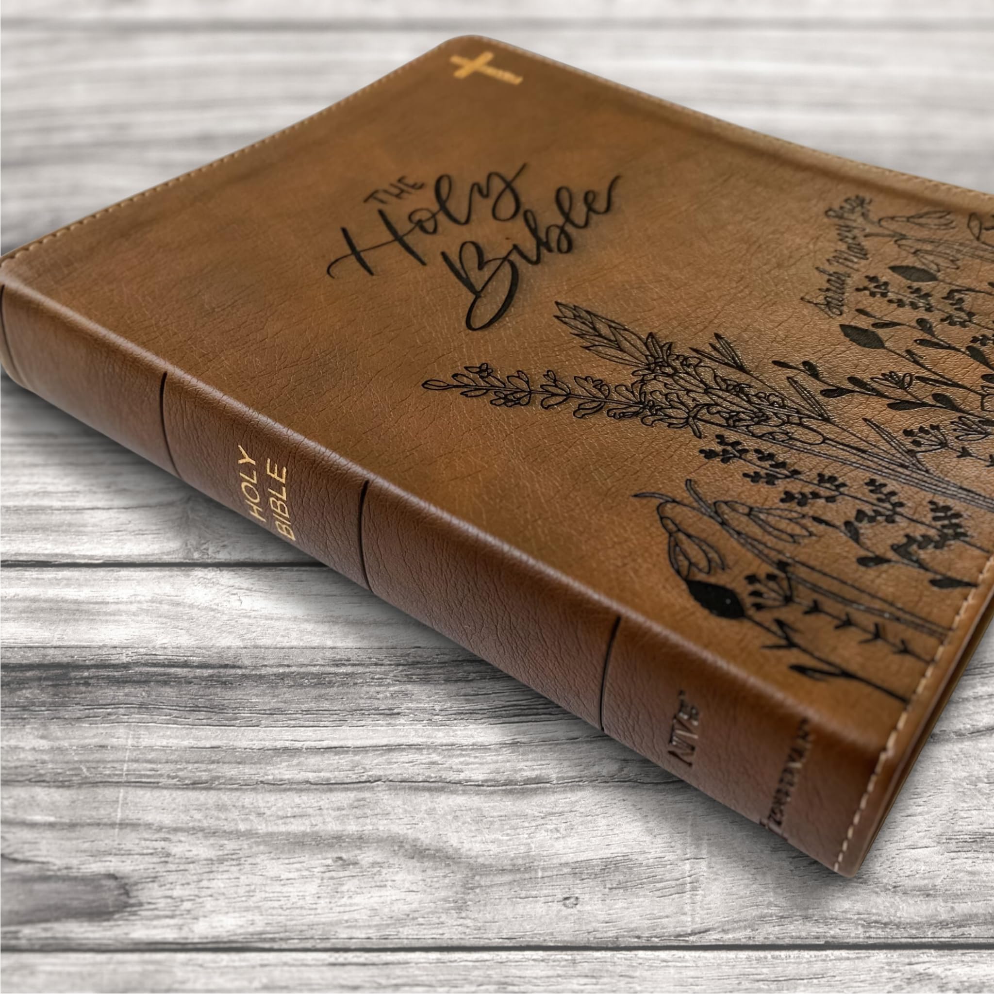 Hand Lettered & Laser Engraved NIV Journaling Bible - Personalized Christian Gift with Custom Name Engraving | Perfect for Bible Study, Wedding Gifts & Spiritual Growth