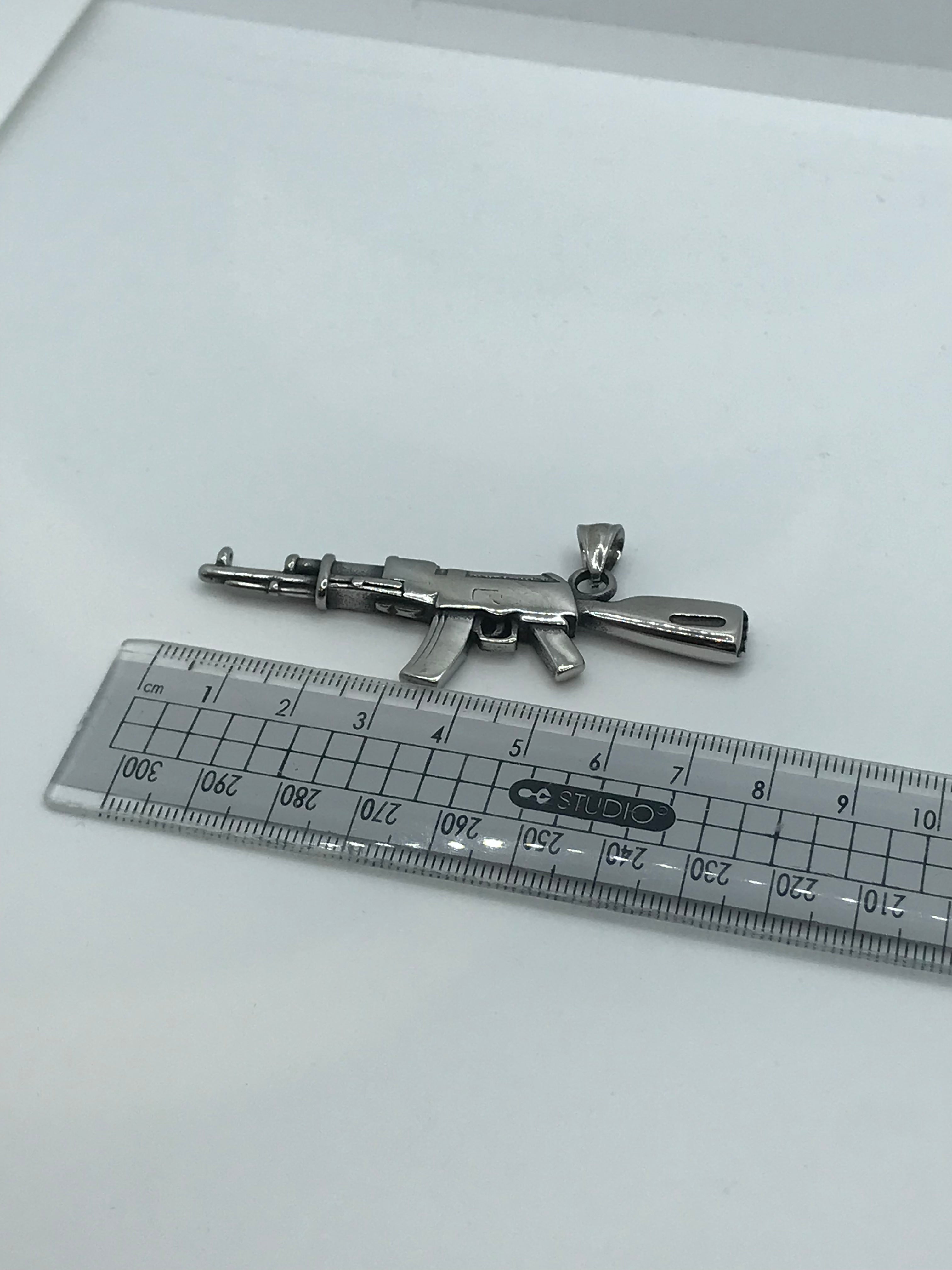 AK 47 Gun Pendant Necklace - Military Style Bullet Charm Jewelry for Men - Perfect for Tactical Enthusiasts, Airsoft Players & Outdoor Adventures