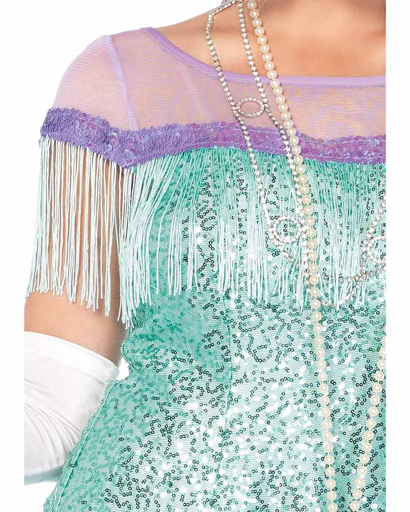 1920s Aqua Foxtrot Flapper Dress - Vintage Flirt Costume for Women - Perfect for Roaring 20s Party, Gatsby Theme Event & Halloween Costume