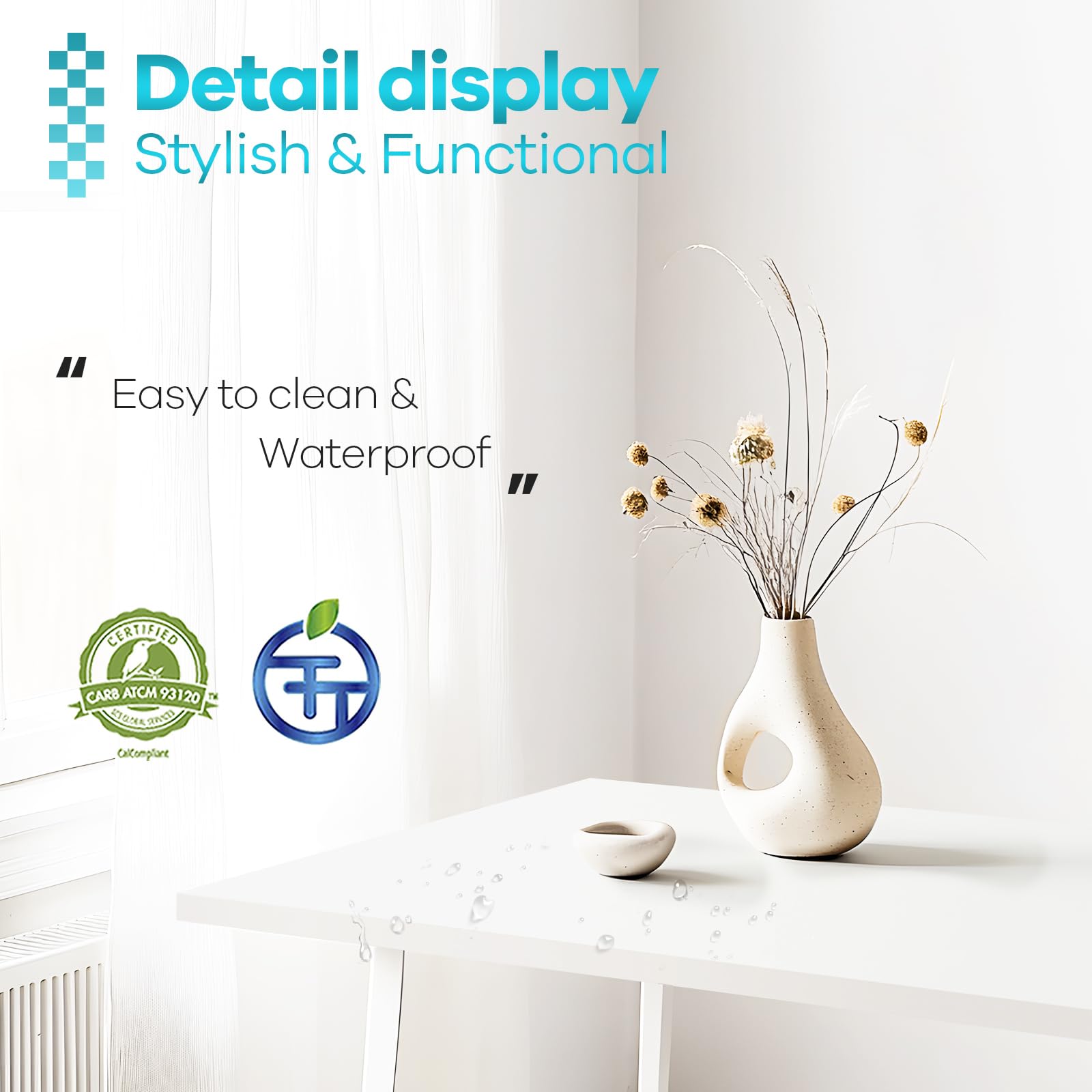 45x20 Inch White Universal Table Top - Solid One-Piece Reversible Melamine Countertop for Double Desks & L-Desk DIY - Perfect for Home Office, Study Room, and Workspace Setup