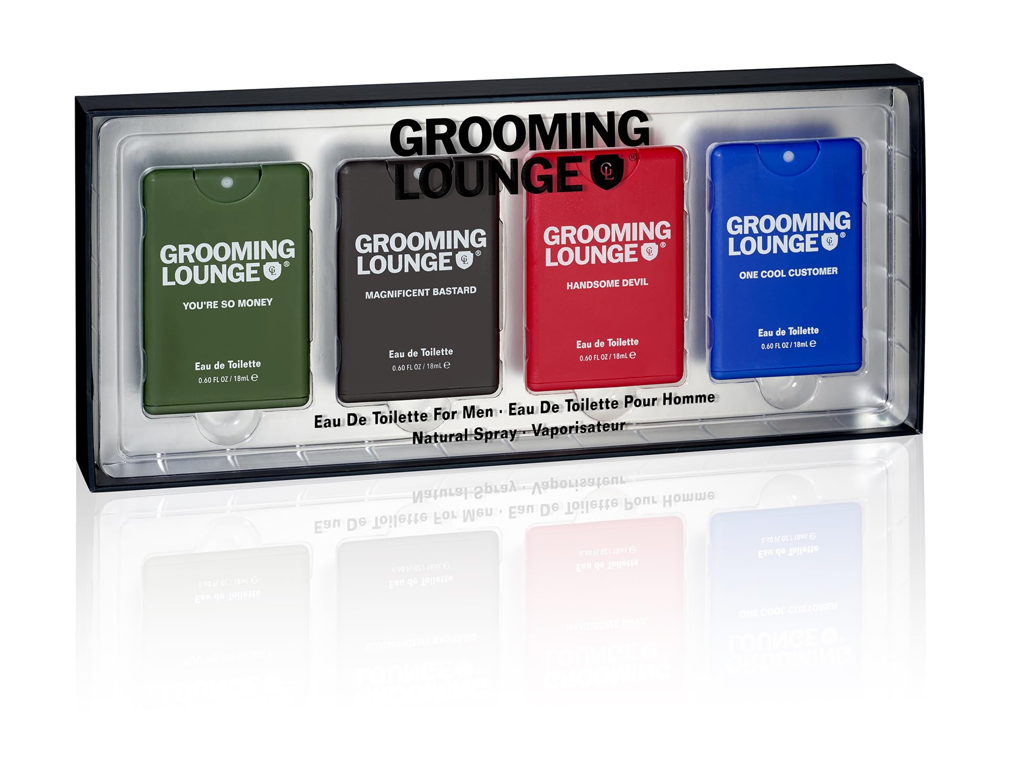Grooming Lounge Travel Size Cologne Set - 4-Piece Men's Cologne Sampler Kit - Mini EDT Perfume for Work, Date & Special Occasions - Luxury Fragrance Gift for Him