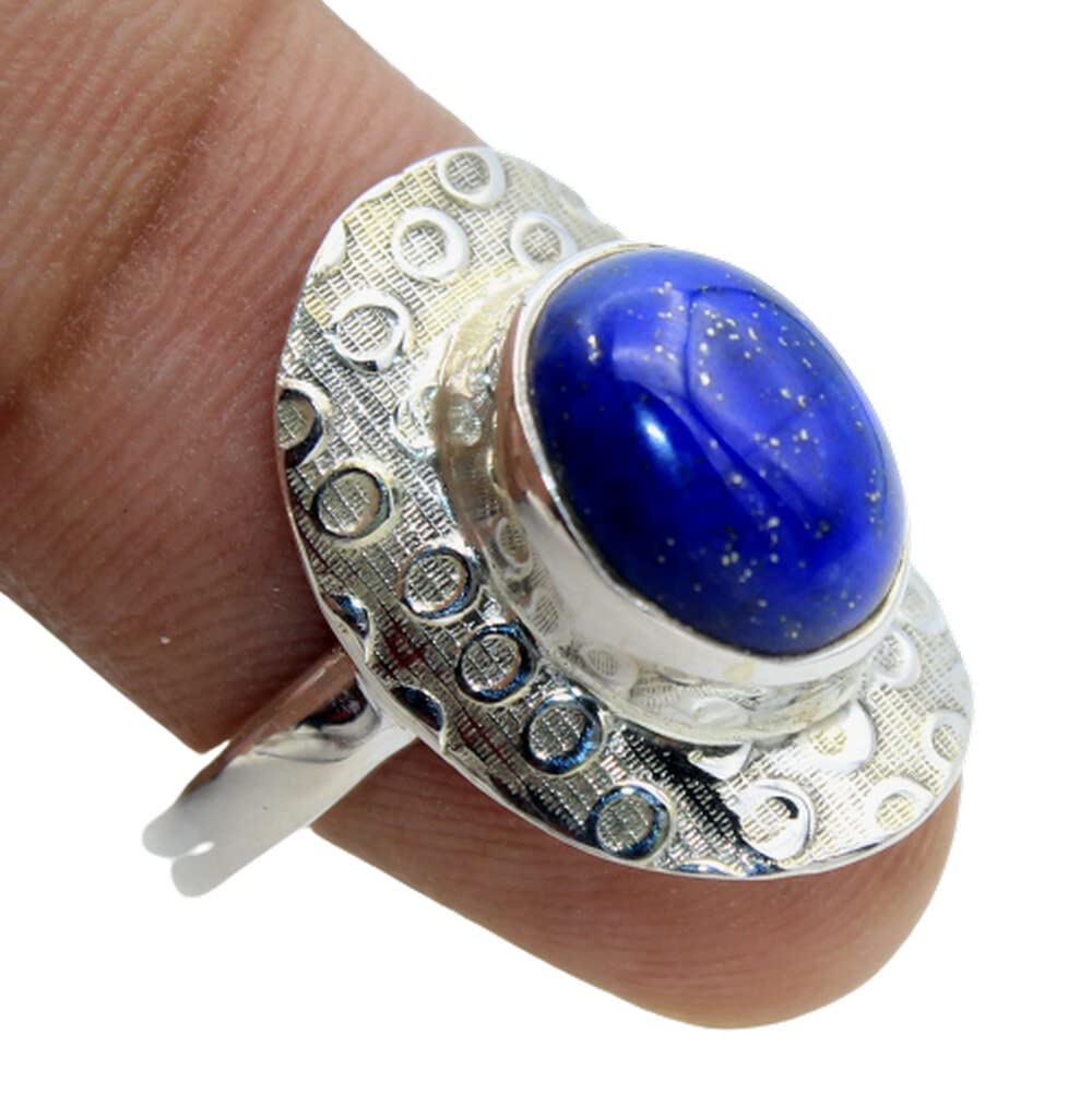 Lapis Lazuli 925 Sterling Silver Rings for Women – Blue Oval Gemstone Bridesmaid Rings, Handmade Bezel Set Statement Jewelry – Perfect for Weddings, Parties & Everyday Elegance