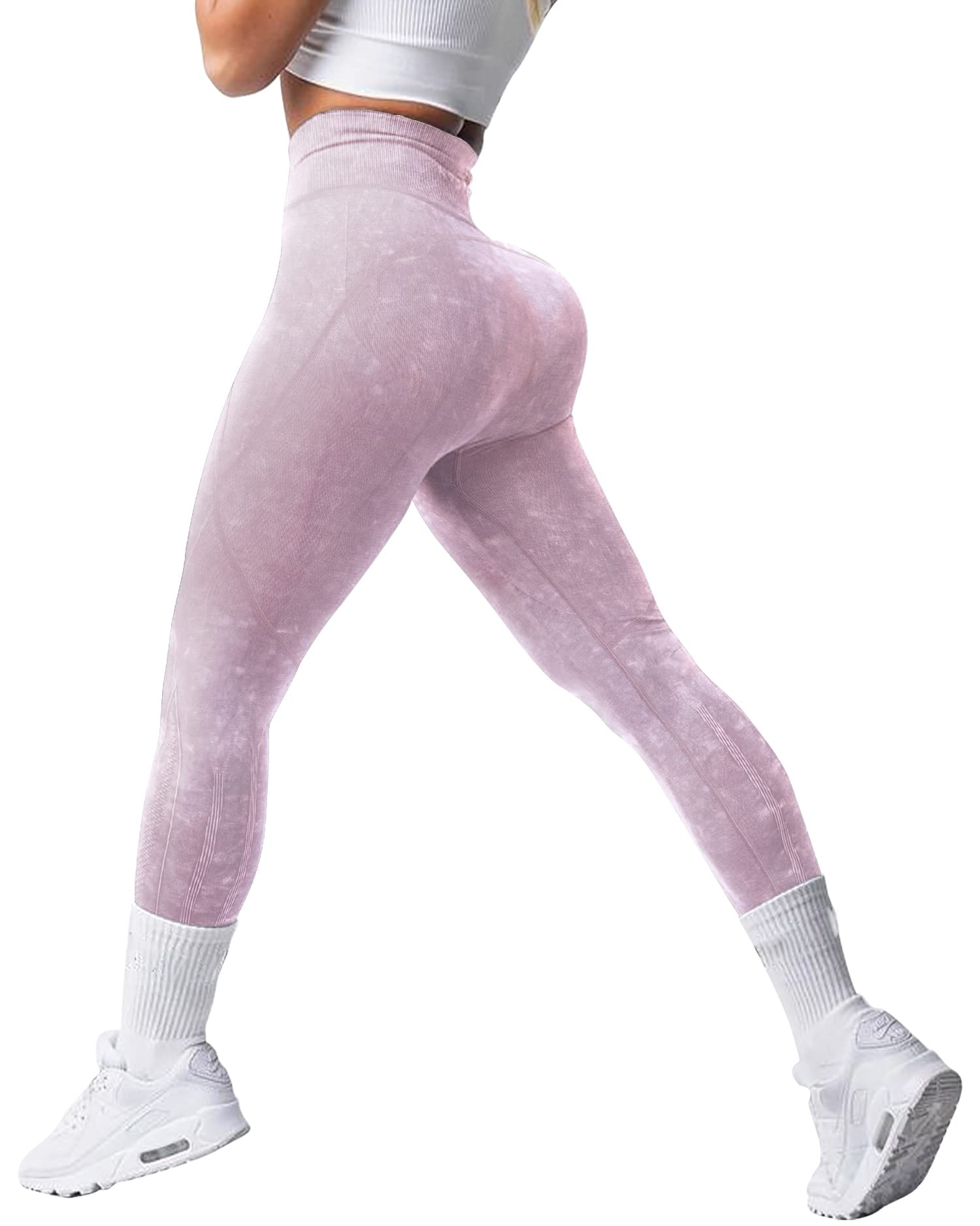 NIOENPT Women's High Waisted Seamless Leggings - Tummy Control Scrunch Yoga Pants with Striped Design for Running, Workout & Gym - Perfect for Fitness, Lounge & Everyday Wear