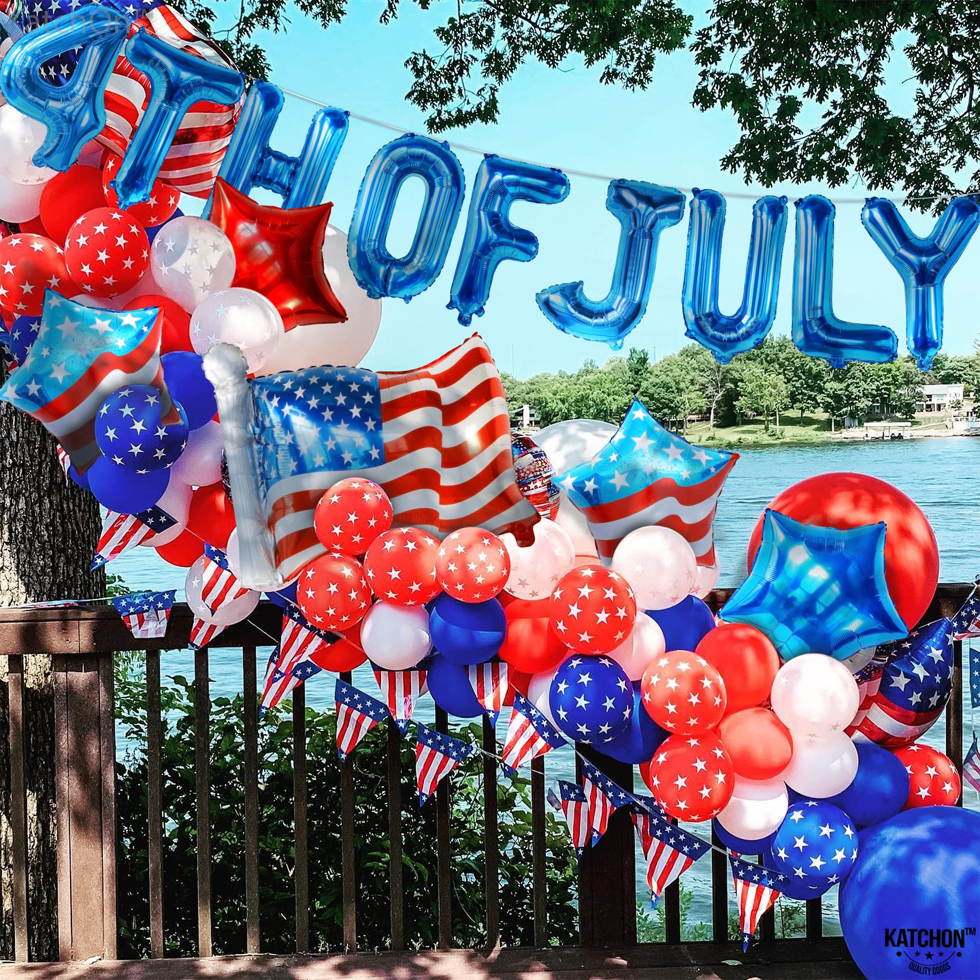KatchOn 26 Inch 4th of July Balloons Decorations - Patriotic American Flag & Star Balloons for Independence Day Party Supplies | USA-Themed Party Decor | Perfect for Backyard BBQs, Parades & Patriotic Celebrations