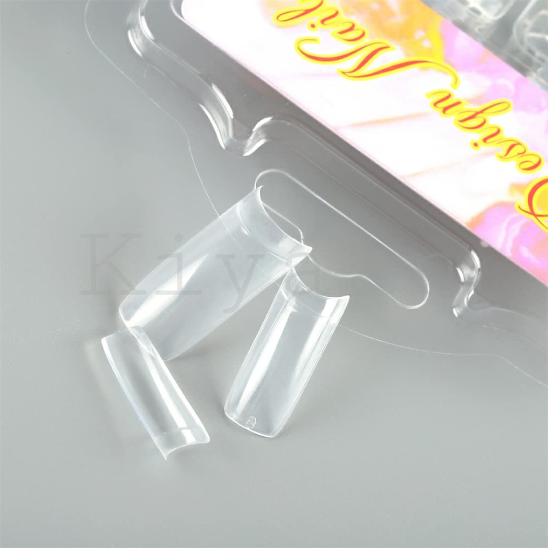 PRO ROOP Clear False Nails Tips - 10 Sizes 100pcs Poly Gel Acrylic Nail Extension Forms, UV DIY Manicure Kit with Dual Forms System - Perfect for French Tip, Full Cover Artificial Nails & Salon Quality At-Home Nail Art