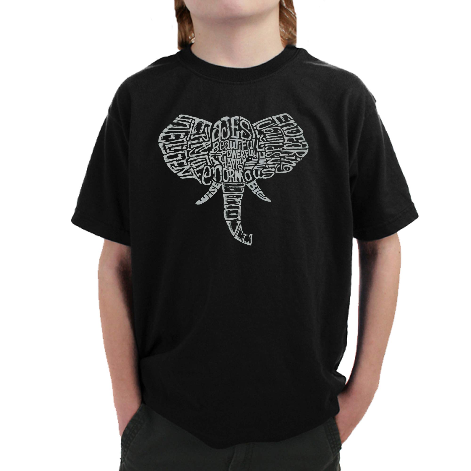 LA POP ART Boys' Word Art Graphic T-Shirt - Trendy Elephant Tusks Design | Perfect for Casual Wear, School, and Birthday Gifts