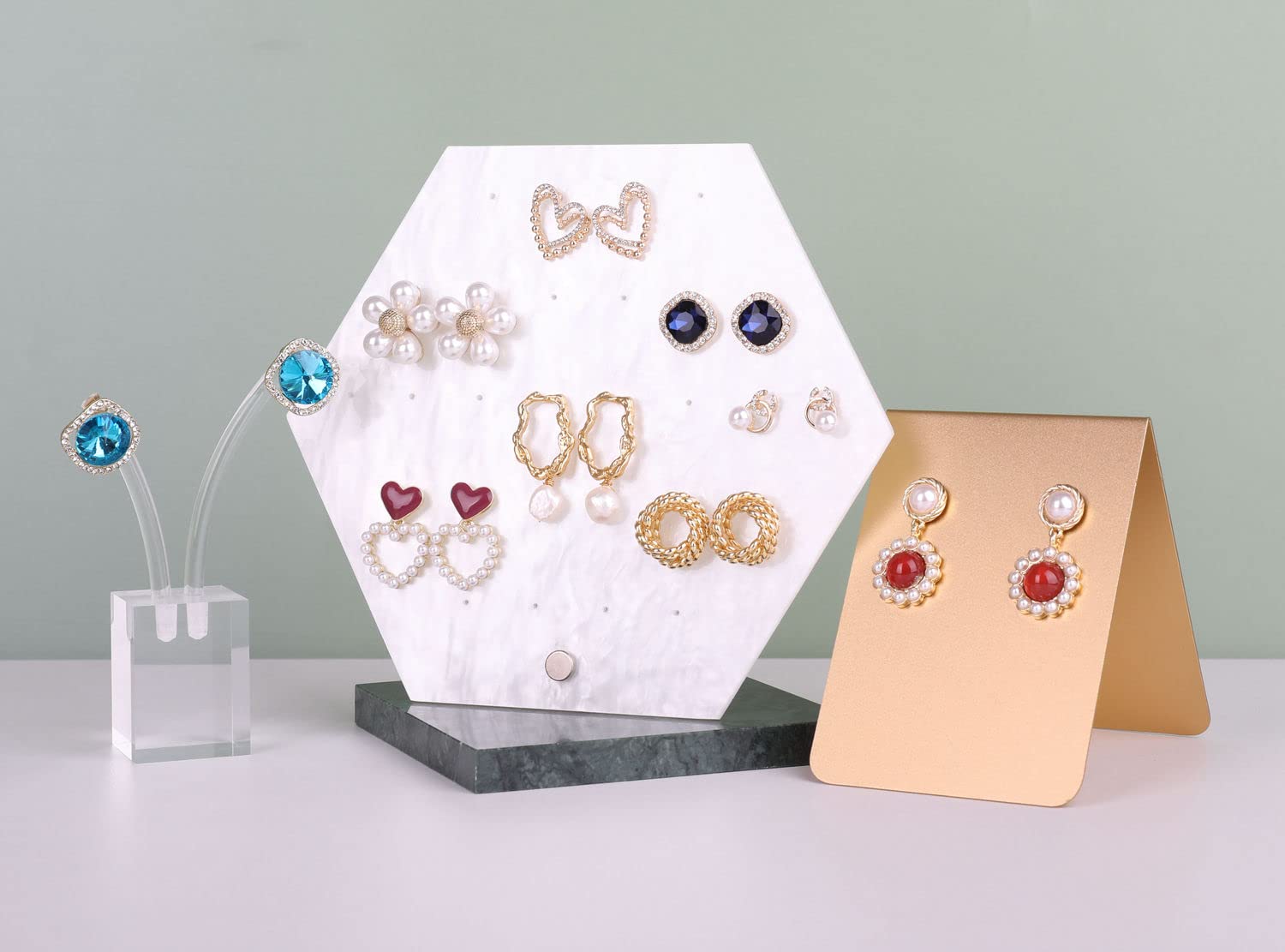 3pcs Gold Metal Earring Display Stand - Elegant Jewelry Organizer for Women | Perfect for Craft Shows, Boutique Retail & Home Storage | Stylish Earring Holder for Selling & Showcasing Jewelry Collection