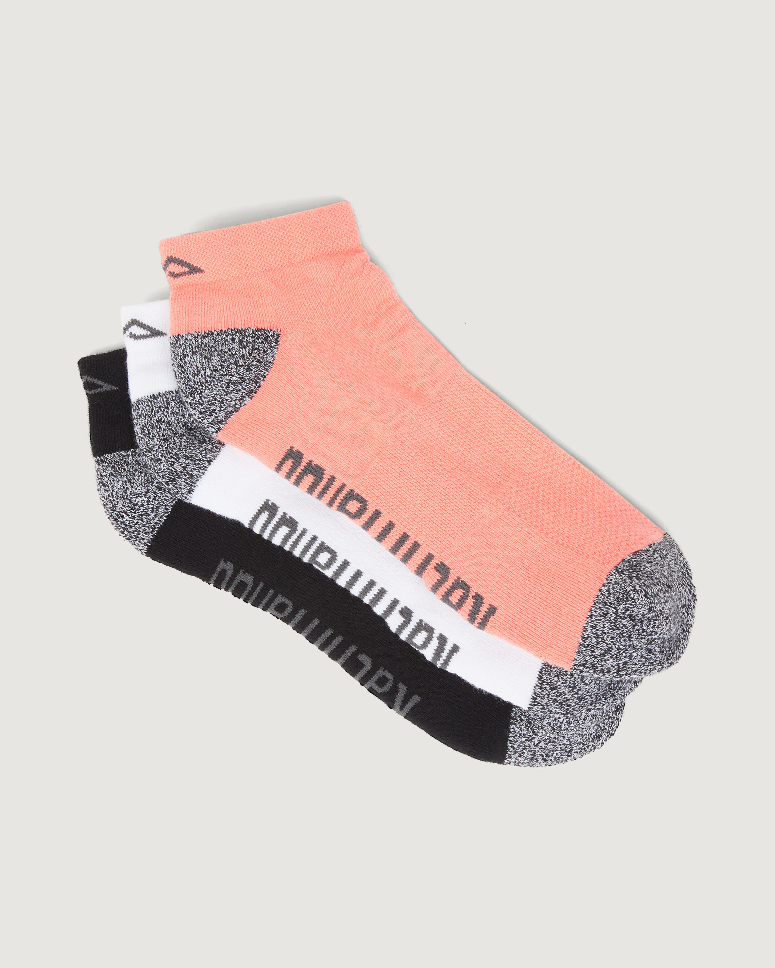 Accion driMOTION Low Cut Socks 3-Pack - Black, White & Blush Pink - Moisture-Wicking Athletic Socks for Running, Gym & Everyday Comfort