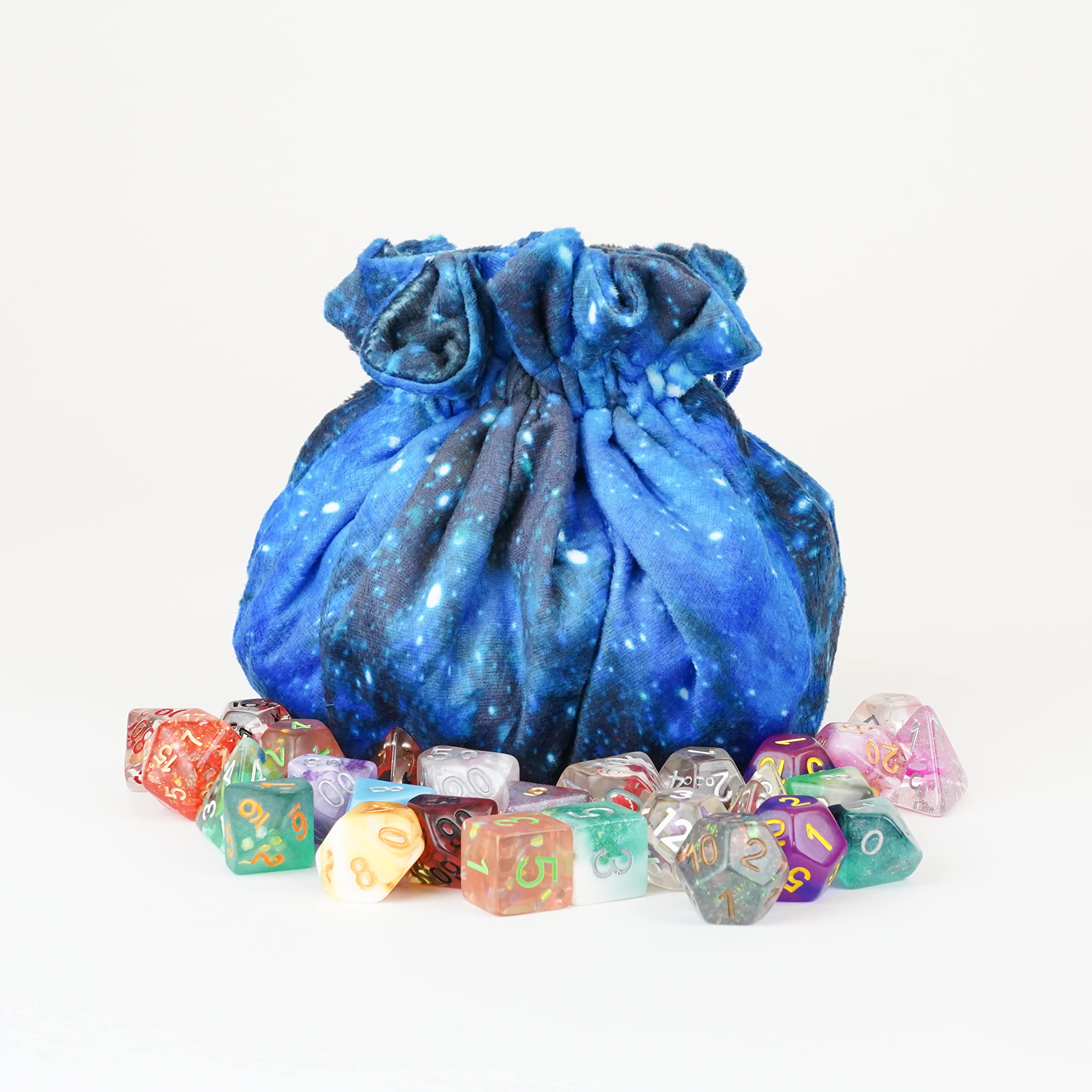 Premium Velvet Dice Bag with Multiple Pockets - Galaxy Print RPG Dice Organizer for Dungeons & Dragons, Pathfinder, MTG - Perfect for Tabletop Gaming & Travel Accessories