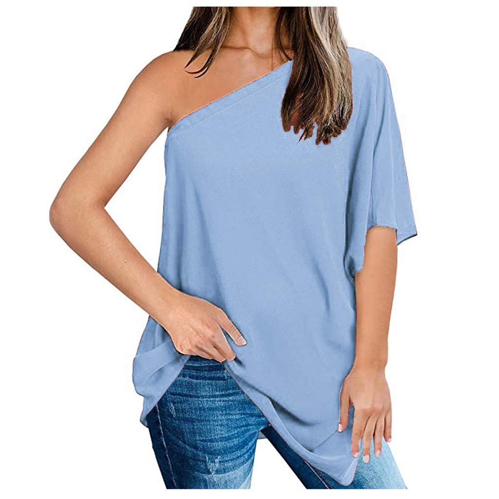 Women's Off-Shoulder Batwing Sleeve Asymmetric Summer Tops - Oversized Flowy Shirts for Beach, Vacation & Casual Wear