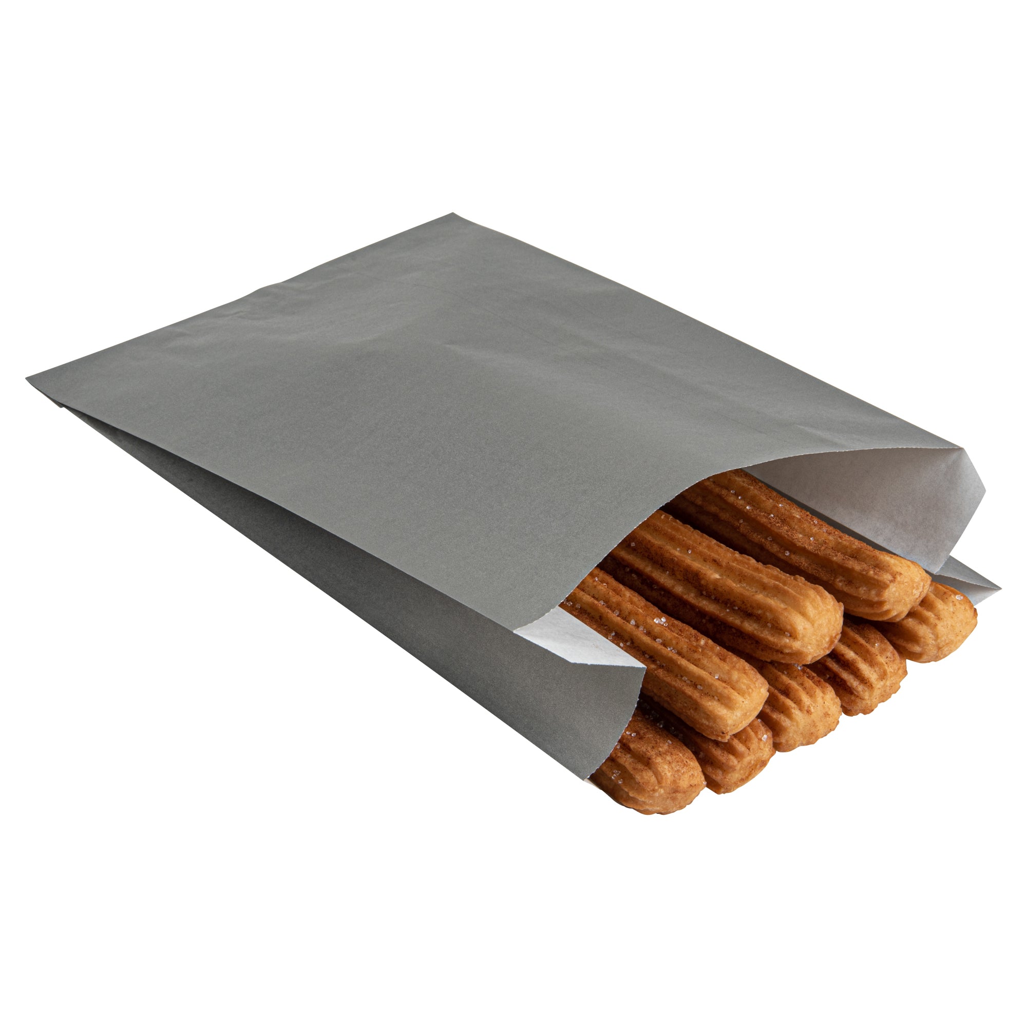 Eco-Friendly Gray Paper French Fry & Snack Bags - 7x3x11 Inches (100 Count) - Perfect for Restaurants, Food Trucks & Party Snacks