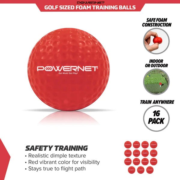 16 Pack Practice Foam Golf Balls - Soft Training Balls for Indoor & Outdoor Use - Perfect for Backyard, Driving Range & Golf Course Practice