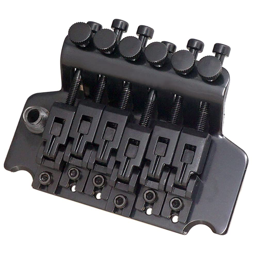 Electric Guitar Bridge Saddle & Tremolo System - 6 String Double Roll Tailpiece Replacement with Zinc Alloy Construction (Black) - Perfect for Guitar Upgrades, Repairs & Professional Performances