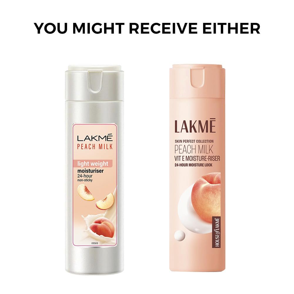 Lakme Peach Milk Ceramide Moisturizer with Hyaluronic Acid & Vitamin E - Deep Hydration & Skin Repair Cream for Dry, Normal & Sensitive Skin | 200ml | Daily Face Moisturizer for Glowing Skin at Home & Travel