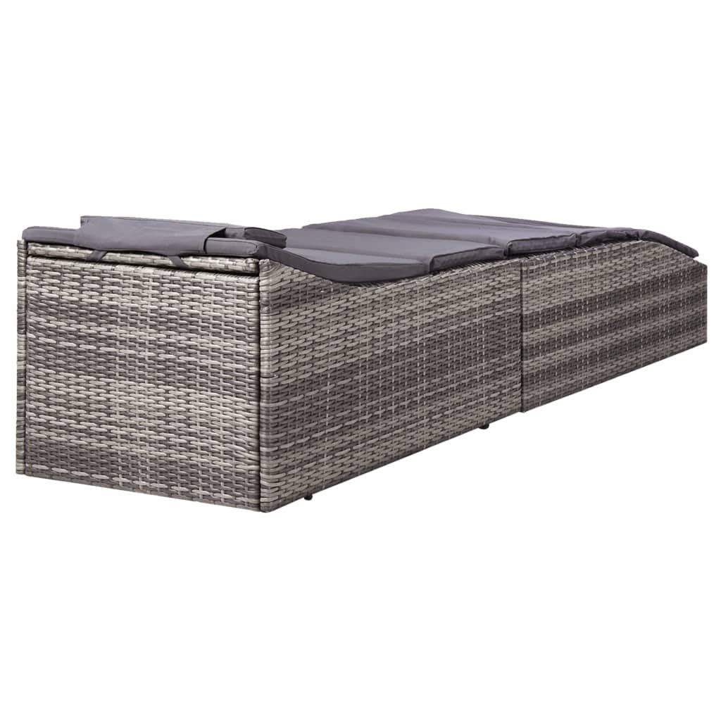 Gray Poly Rattan Sunbed with Cushion - Outdoor Lounge Chair for Lawn, Courtyard, Beach & Sunbathing | Perfect for Poolside Relaxation & Backyard Lounging
