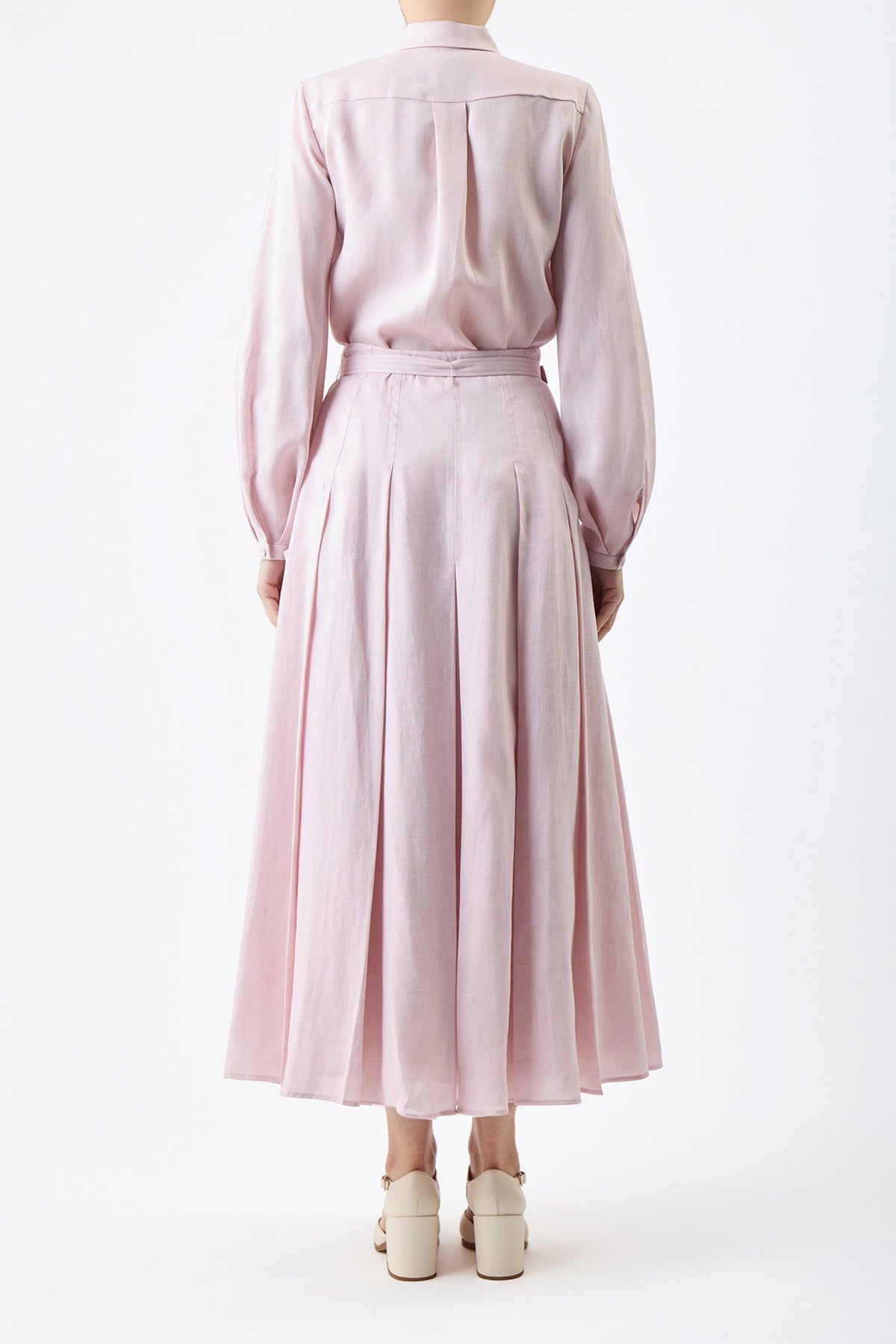 Cyrielle Pleated Midi Skirt - Blush Aloe Linen Wrap Skirt for Women | Summer Beach Vacation, Brunch & Office Wear