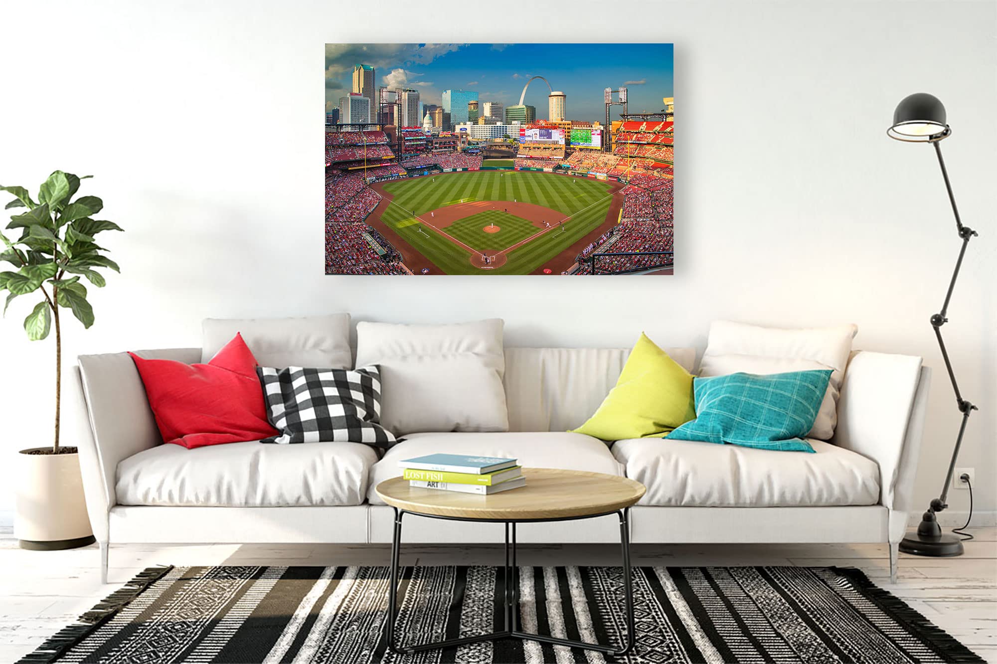 Busch Stadium Canvas Wall Art Print - Framed Ready to Hang 8x12 Inches - Modern Home Decor for Living Room, Kitchen, Office & Bedroom - Perfect Gift for Baseball Fans & Sports Enthusiasts