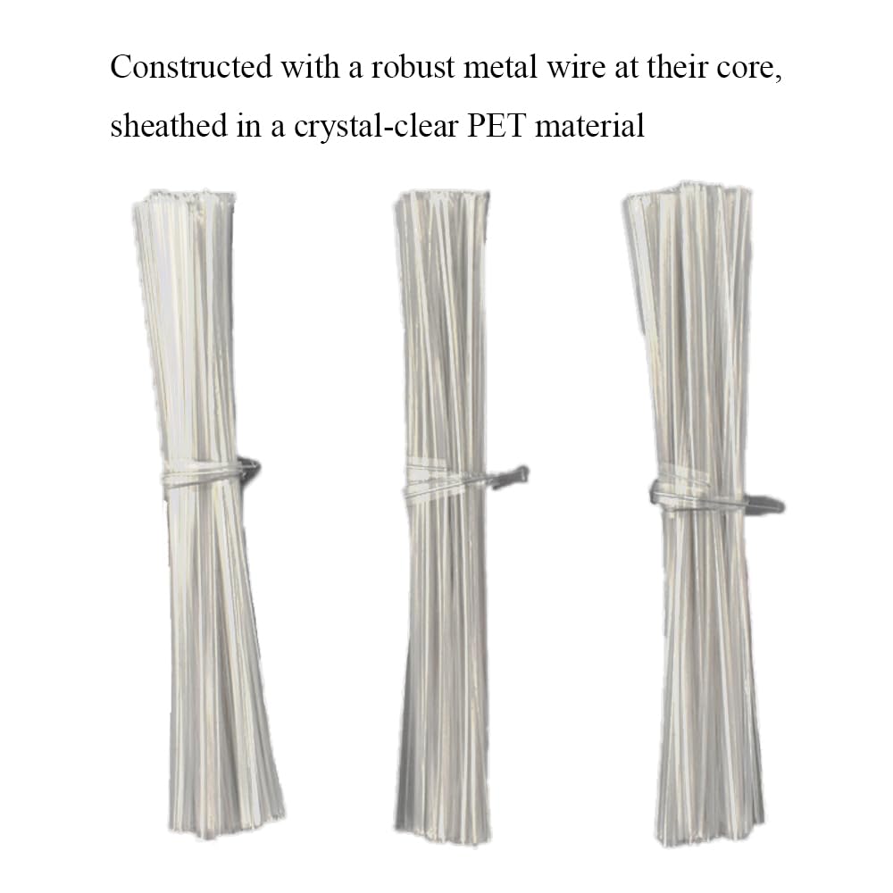 HAHIYO 300Pcs 4inch Clear Metal Twist Ties for Baking, Gifts & Crafts