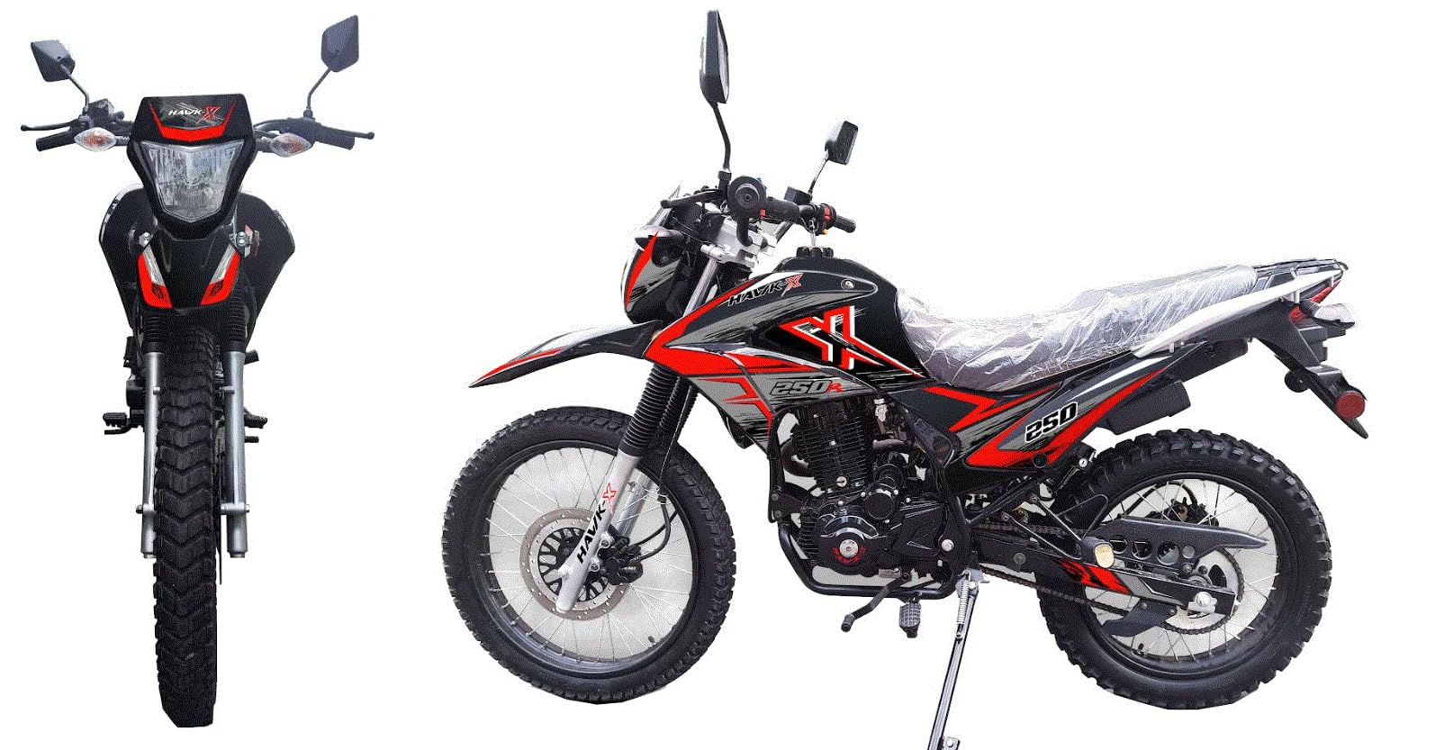 HHH XHawk Enduro 250cc Motorcycle - Dual Sport Dirt Bike for Adults, Street Legal 250cc Off-Road Bike with RPS (Red) - Perfect for Trail Riding, Commuting & Adventure Sports