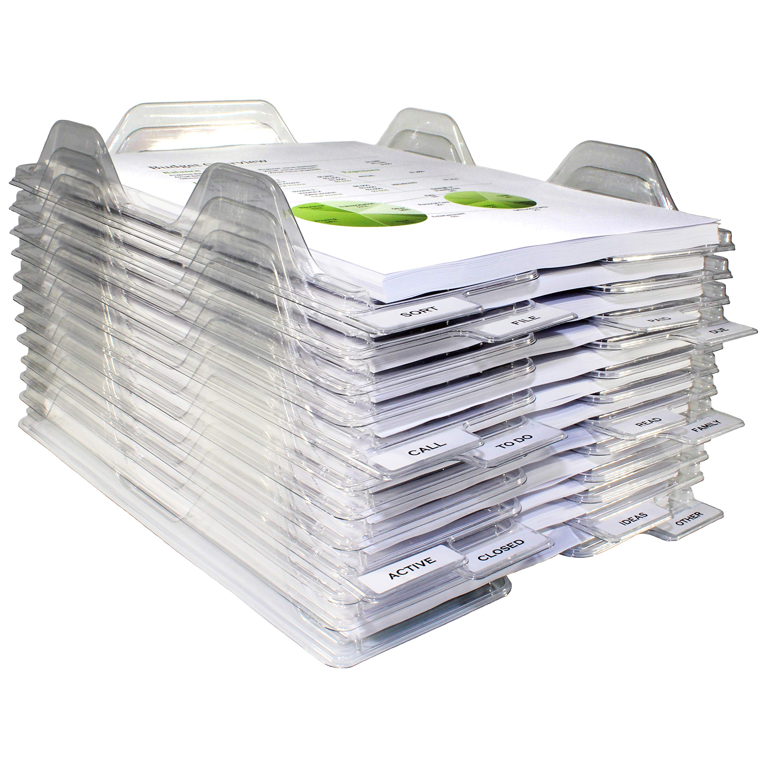 EZSTAX Stackable Letter Size File Organizers - 12 Pack Desk Trays for Office Documents, Mail & Paperwork - Perfect for Home, Office & School Organization