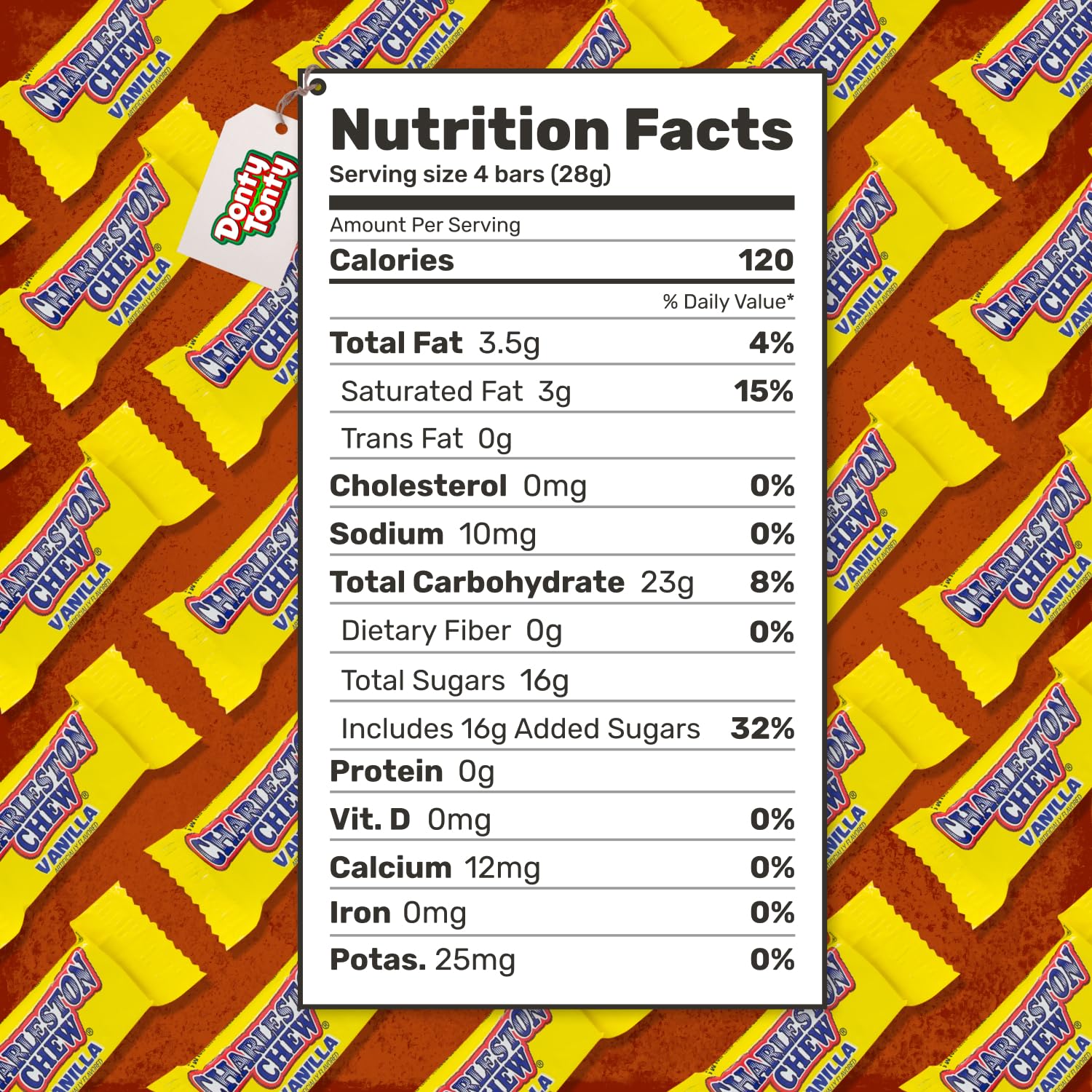 Charleston Chew Vanilla Candy Bars - 2 lb Bulk Taffy Bag (108 Individually Wrapped Pieces) | Gluten Free, Peanut Free, Old Fashioned Candy | Perfect for Parties, Movie Nights & Gift Baskets