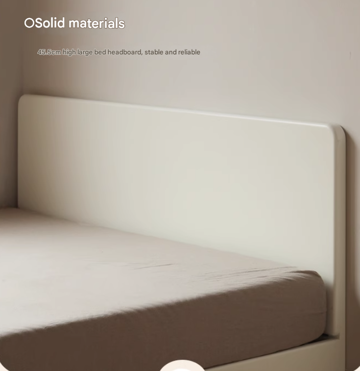 Modern Simple Cream Style Poplar Solid Wood Bed - Queen Size, Sturdy & Elegant for Master Bedroom, Guest Room, or Dormitory