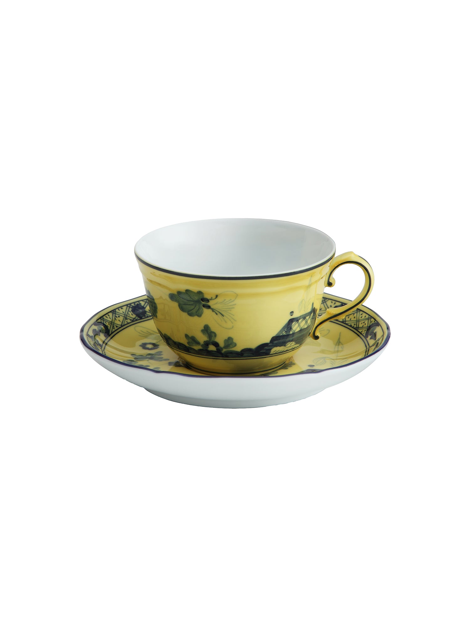 Oriente Italiano Porcelain Tea Cup and Saucer Set - Elegant Floral Design for Afternoon Tea, Coffee, and Dessert Serving - Perfect for Home, Cafe, and Gift Occasions