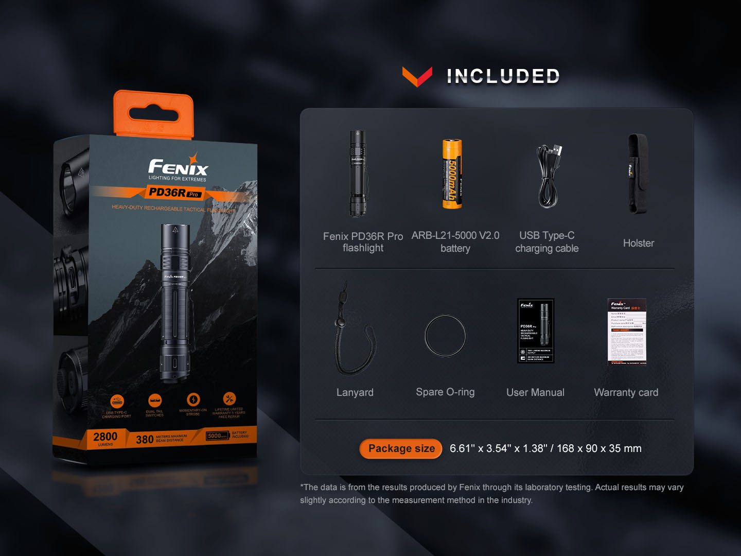 Fenix PD36R Pro 2800 Lumen Tactical Flashlight - Rechargeable, Waterproof LED Torch for Camping, Hiking, Emergency & Outdoor Adventures