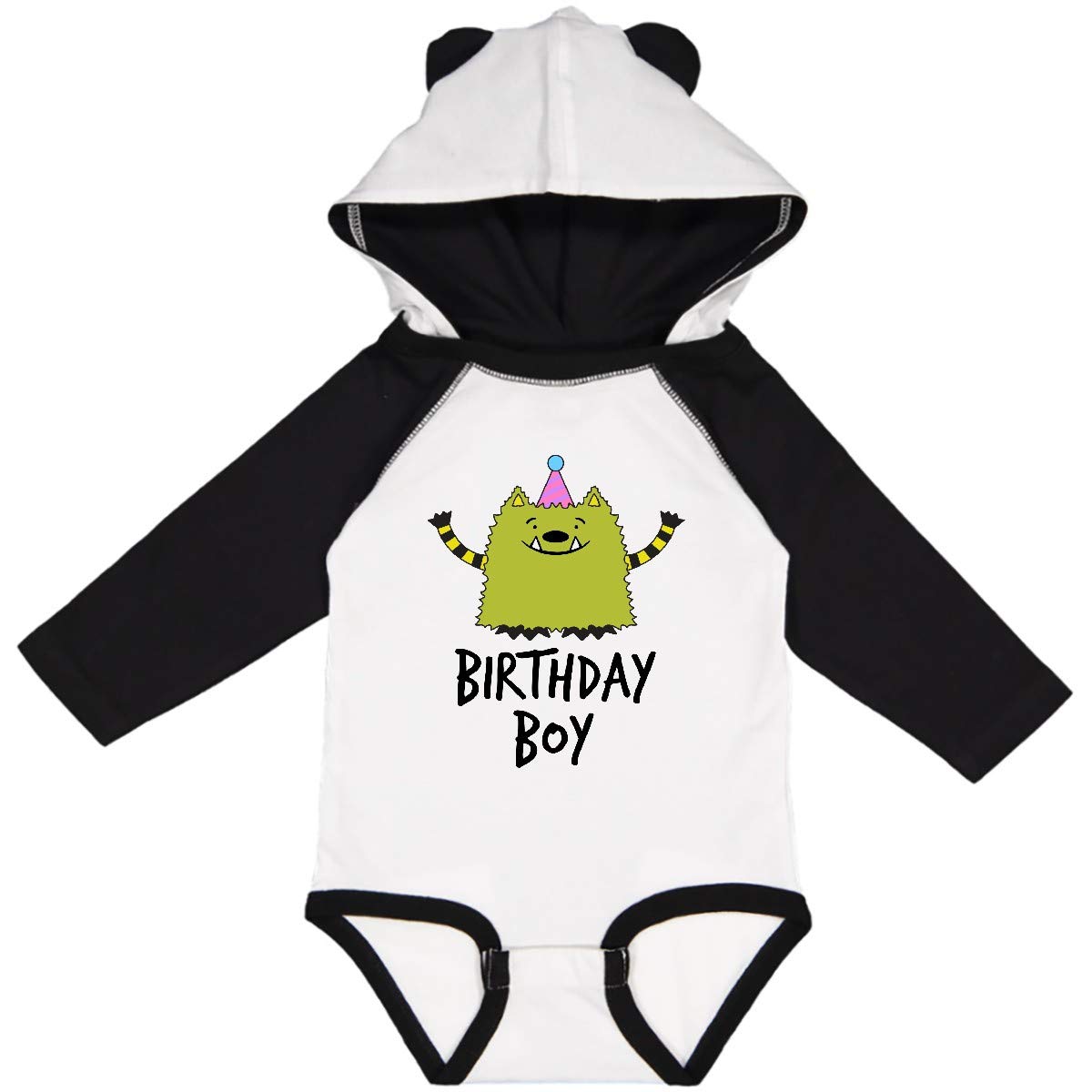 Inktastic Whatif Monster Birthday Long Sleeve Baby Bodysuit - Cute Cartoon Animal Design for Boys & Girls | Perfect for 1st Birthday Parties, Photo Shoots & Everyday Wear