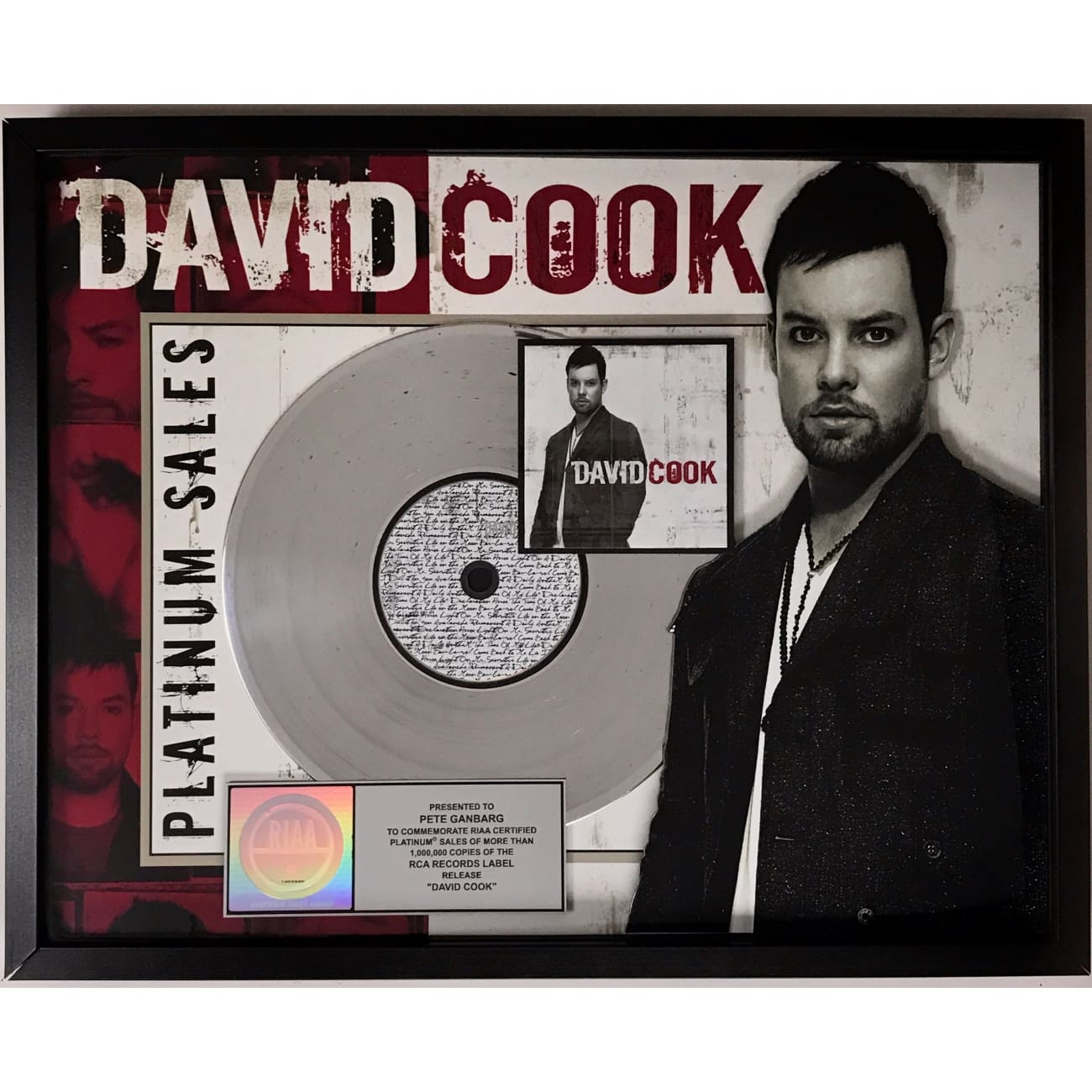 David Cook Debut RIAA Platinum Album Award - Certified Music Collectible for Fans & Display