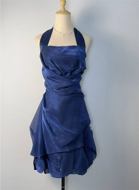 Elegant Blue Short Halter Homecoming Dress for Prom, Party & Special Occasions - Style J4412 | Perfect for Dances, Graduation & Evening Events