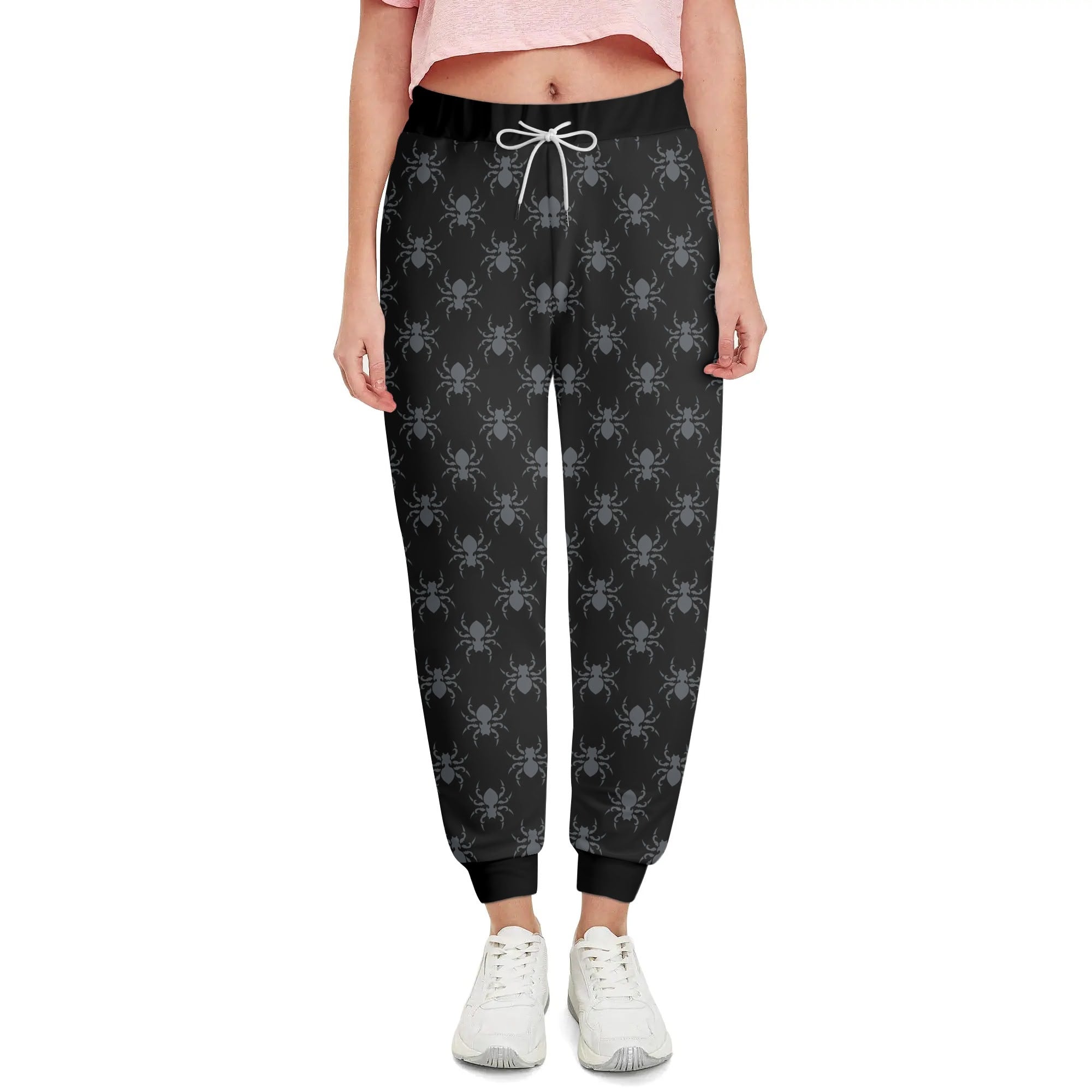 Gothic Spider Print Joggers Sweatpants for Women - Halloween Goth Streetwear, Casual Lounge Pants for Cosplay & Alternative Fashion