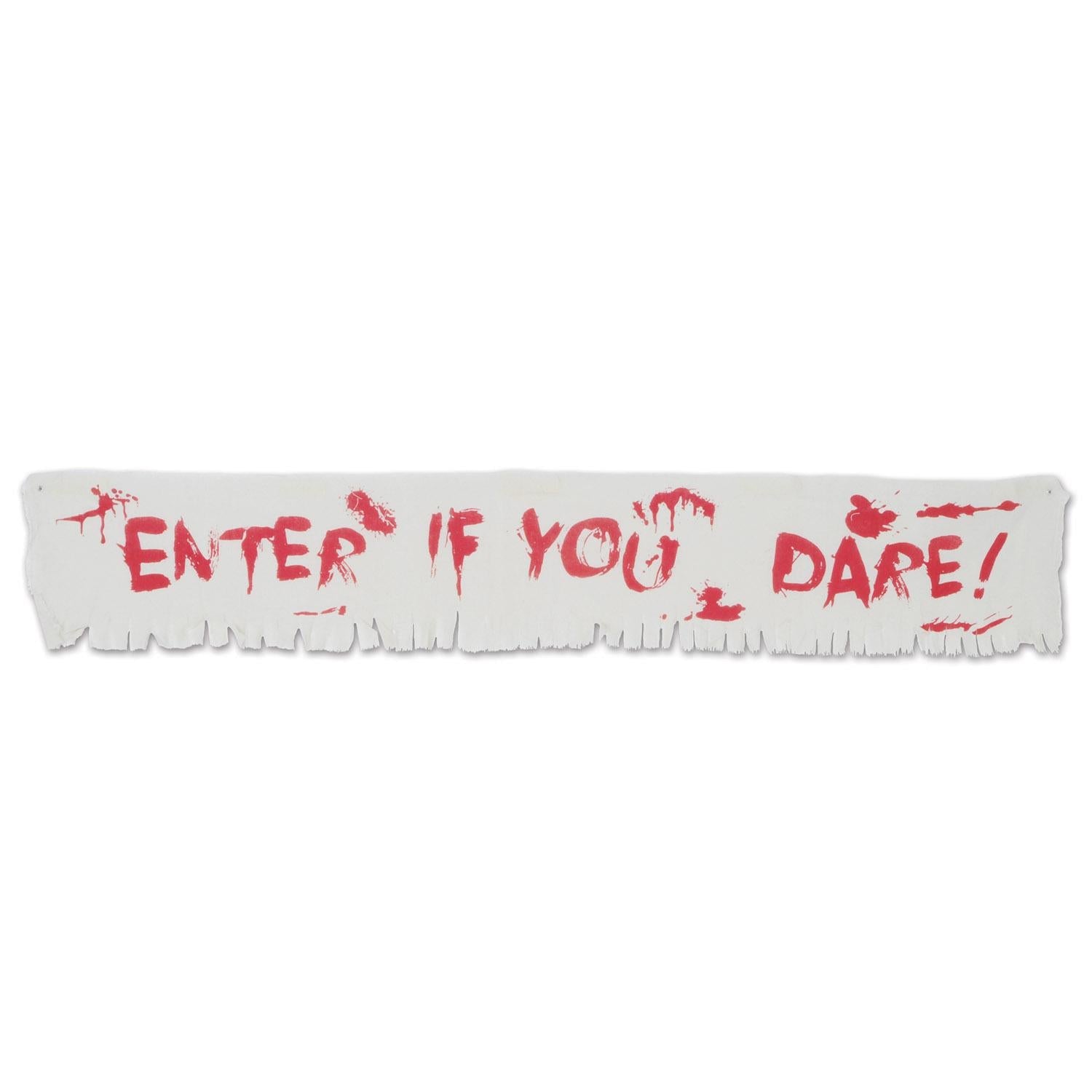 12 Pack Beistle Halloween 'Enter If You Dare!' Fabric Banner - Spooky Party Decor for Haunted House, Porch & Halloween Party Decorations