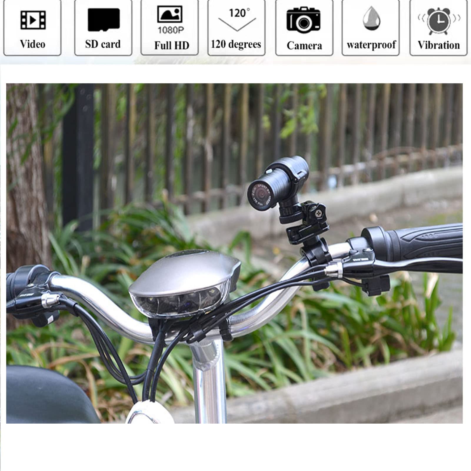 1080P Waterproof Mini Sports Action Camera - 120° Wide Angle Handlebar Mount for Bike, Motorcycle, Car - Ideal for Mountain Biking, Wilderness Adventures & Outdoor Recording