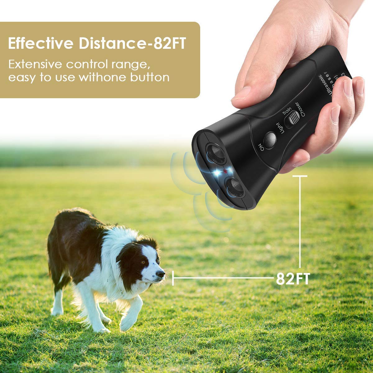 Ultrasonic Dog Trainer Device - Electronic Dog Barking Control & Deterrent Tool - Stop Excessive Barking with Sonic Repeller (Black) - Perfect for Indoor/Outdoor Training, Neighborhood Use & Pet Behavior Correction