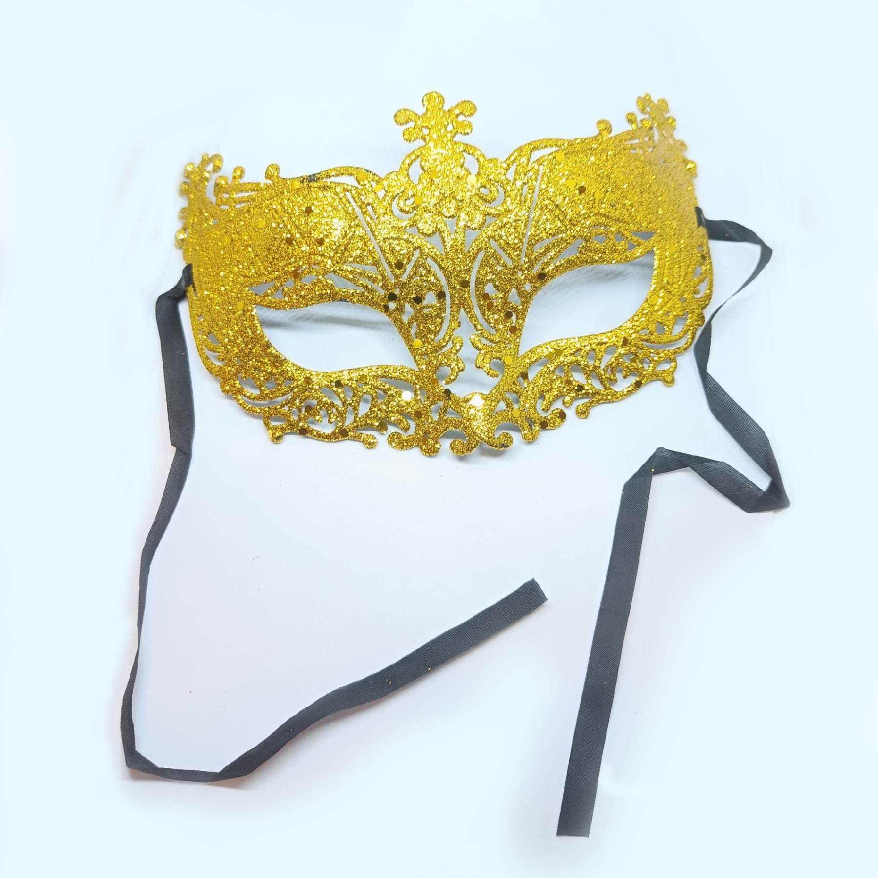 Glitter Venetian Lace Masquerade Mask for Women - Elegant Gold Carnival Mask for Prom, Ball, Fancy Dress Parties & Costume Events - Perfect for Mardi Gras, Halloween & Themed Celebrations