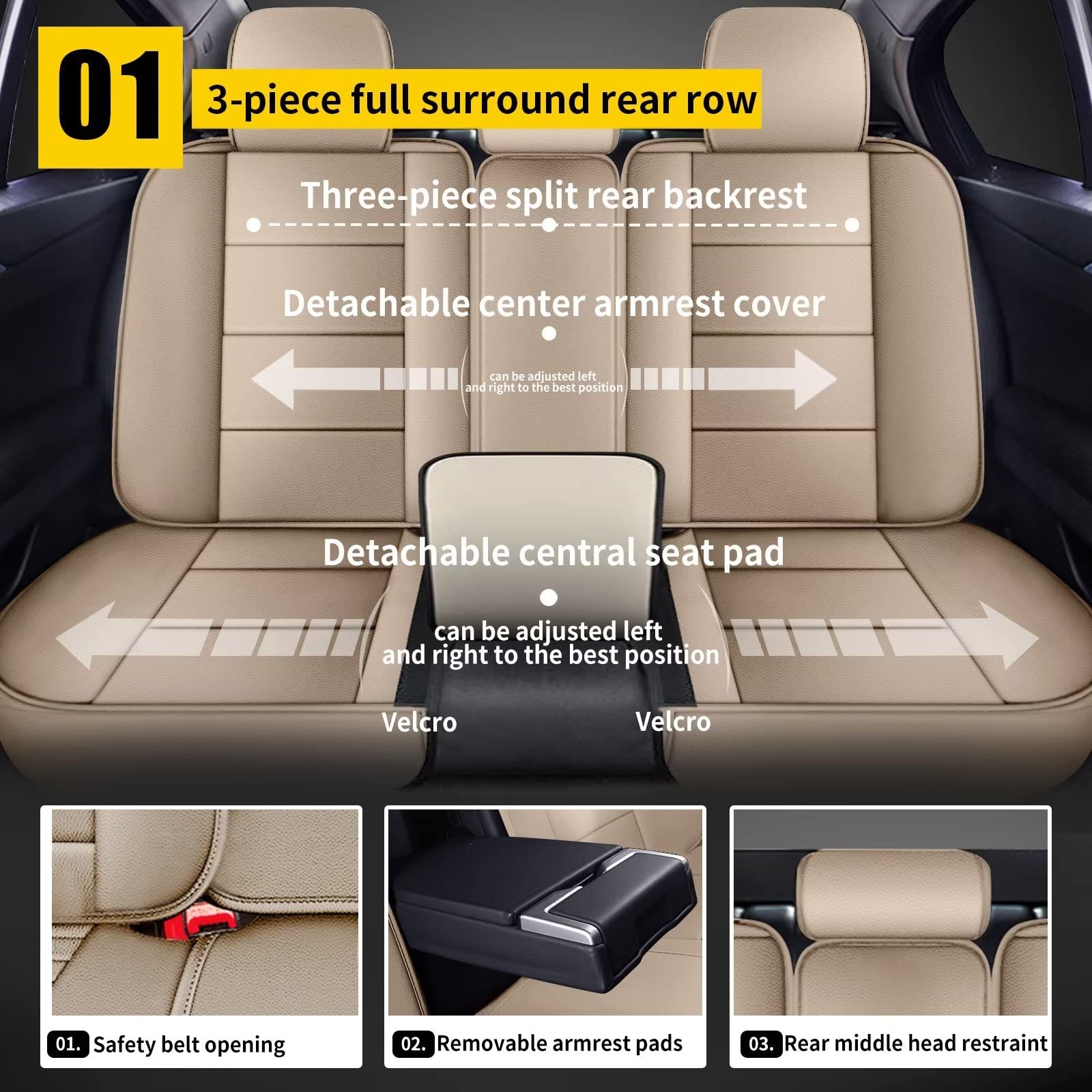 Premium Faux Leather Car Seat Covers for Volvo XC40 2019-2025 - 5-Piece Full Set (Beige) | Universal Fit, Comfort & Protection | Perfect for Daily Commute, Road Trips & Family Travel