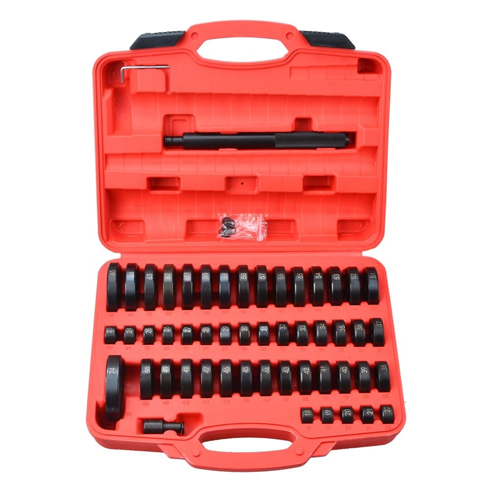 Prokomon 52-Piece Custom Bushing Driver Tool Set - Transmission Wheel Axle Bearing Race & Seal Driver Kit with Bush Removal Puller - Professional Automotive Repair Tools for Mechanics & DIY Car Maintenance