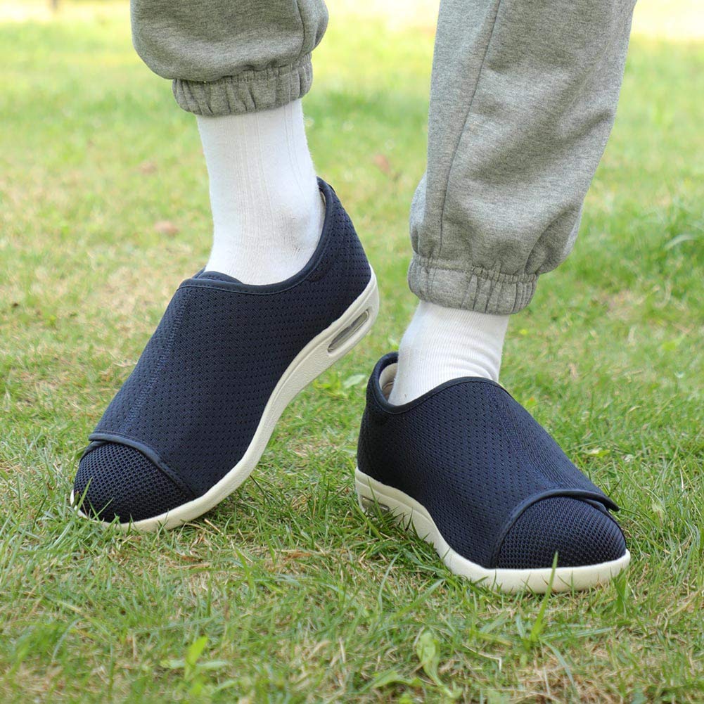 W&LESVAGO Men's Extra Wide Air Cushion Walking Sneakers - Adjustable Comfort Shoes for Diabetic & Edema Relief - Ideal for Elderly Outdoor Activities & Daily Walking