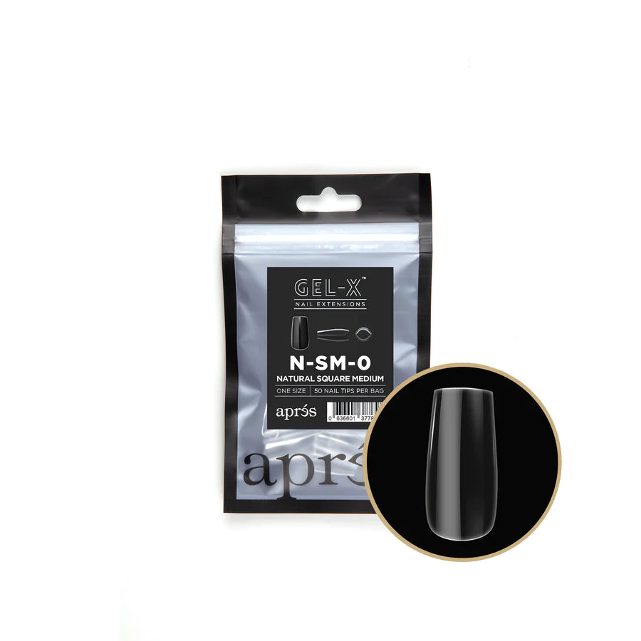 Apres Gel X Refill Tips 2.0 - 50pc Natural Medium Square Nail Extensions for Salon & DIY Manicures | Perfect for Acrylic Nails, Gel Polish & Nail Art Designs