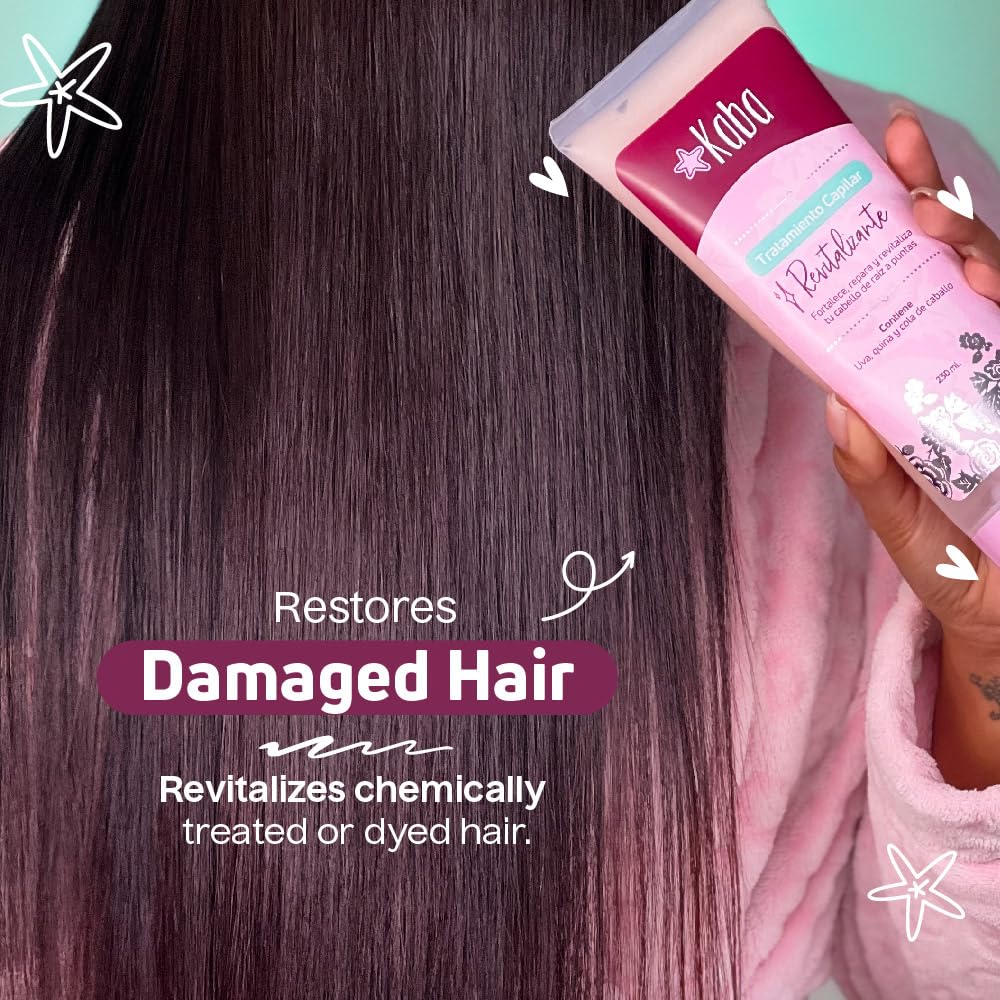 Kaba Revitalizing Hair Treatment with Grapes, Cinchona & Horsetail Extract - Thickening, Moisturizing & Restoring Hair Mask for Fuller Hair (7.8 Oz) - Perfect for Damaged, Dry & Thin Hair Care Routine