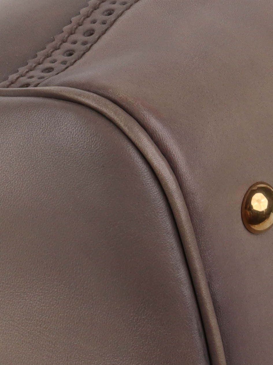 Gucci Taupe Duilio Brogue Tote Bag for Women - Luxury Leather Handbag with Shoulder Strap - Perfect for Work, Travel & Everyday Use