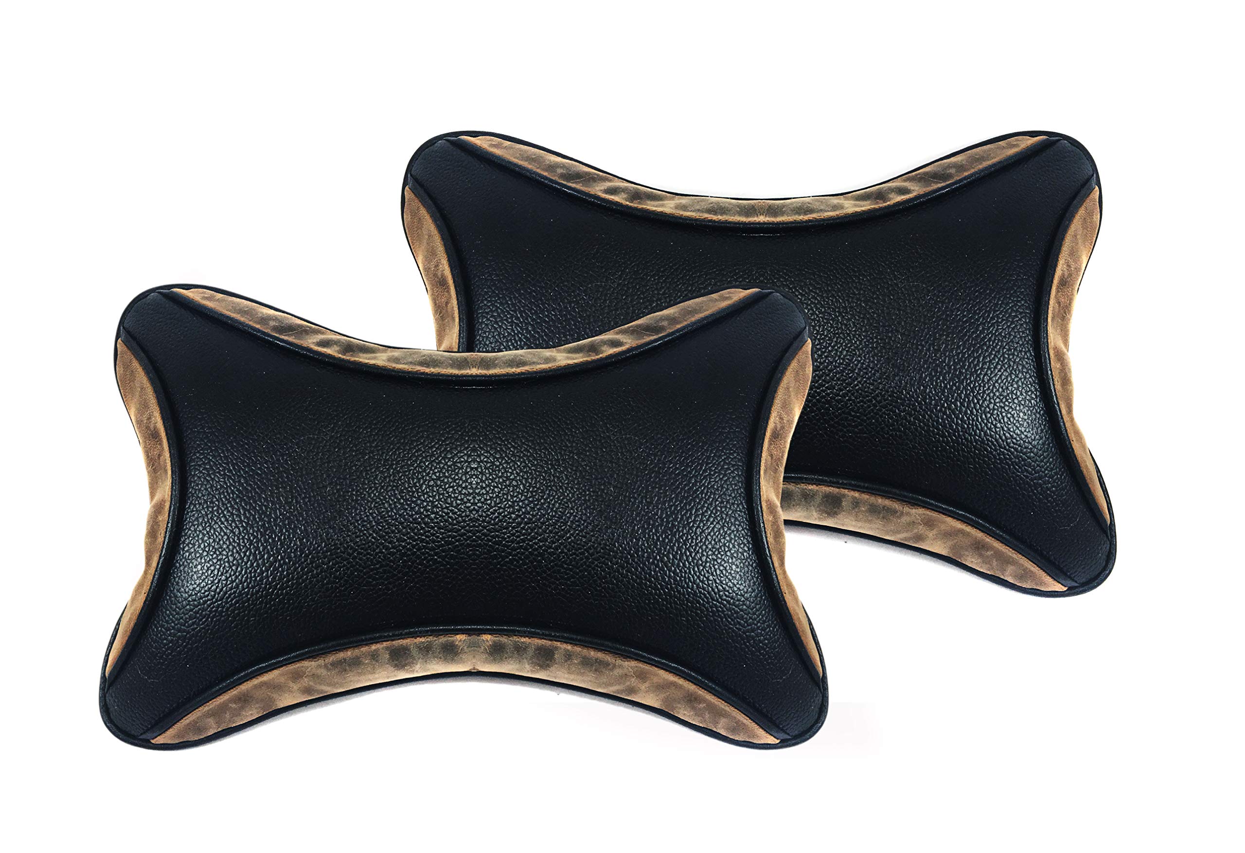 Premium Leather Car Neck Pillow Set of 2 - Ergonomic Support for Long Drives & Travel Comfort - Perfect for Road Trips, Commuting & Office Use