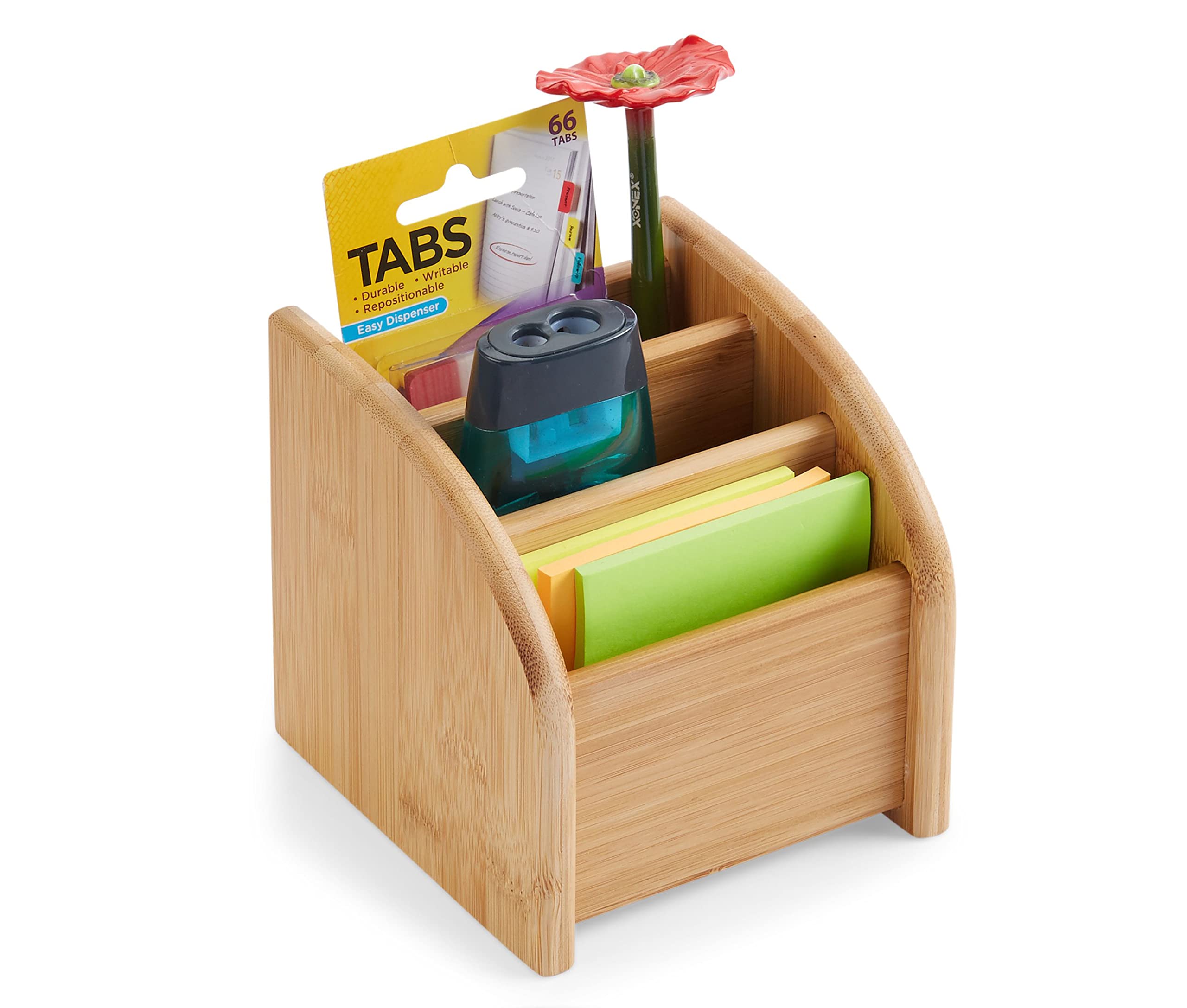 3-Tier Bamboo Desk Organizer - Office Supplies Storage for Pens, Makeup & Crafts | Perfect for Home Office, Vanity Table & Workspace Organization